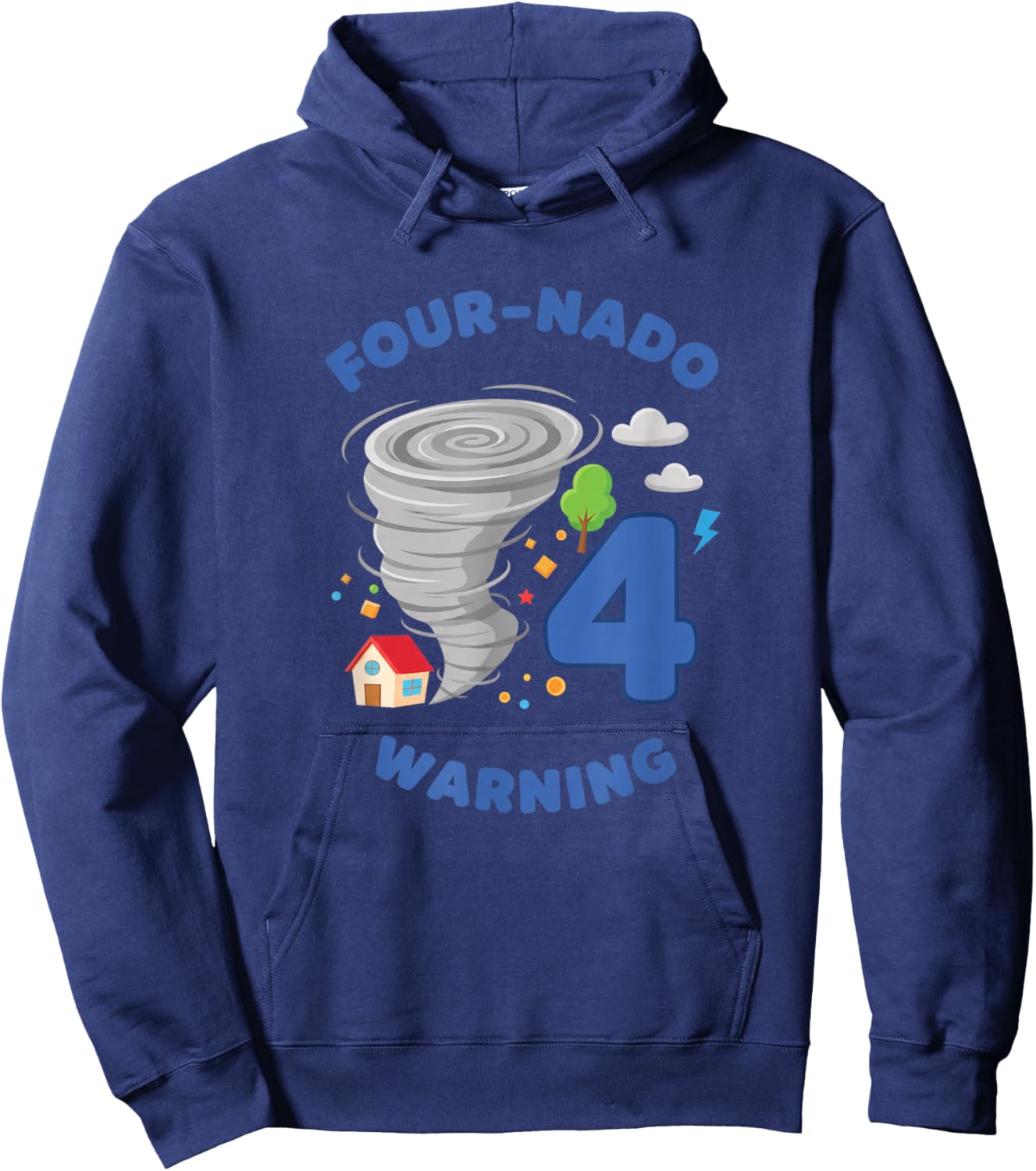 Four-nado Warning 4TH Birthday Kids Tornado Party Hoodie - Hoodie | Navy