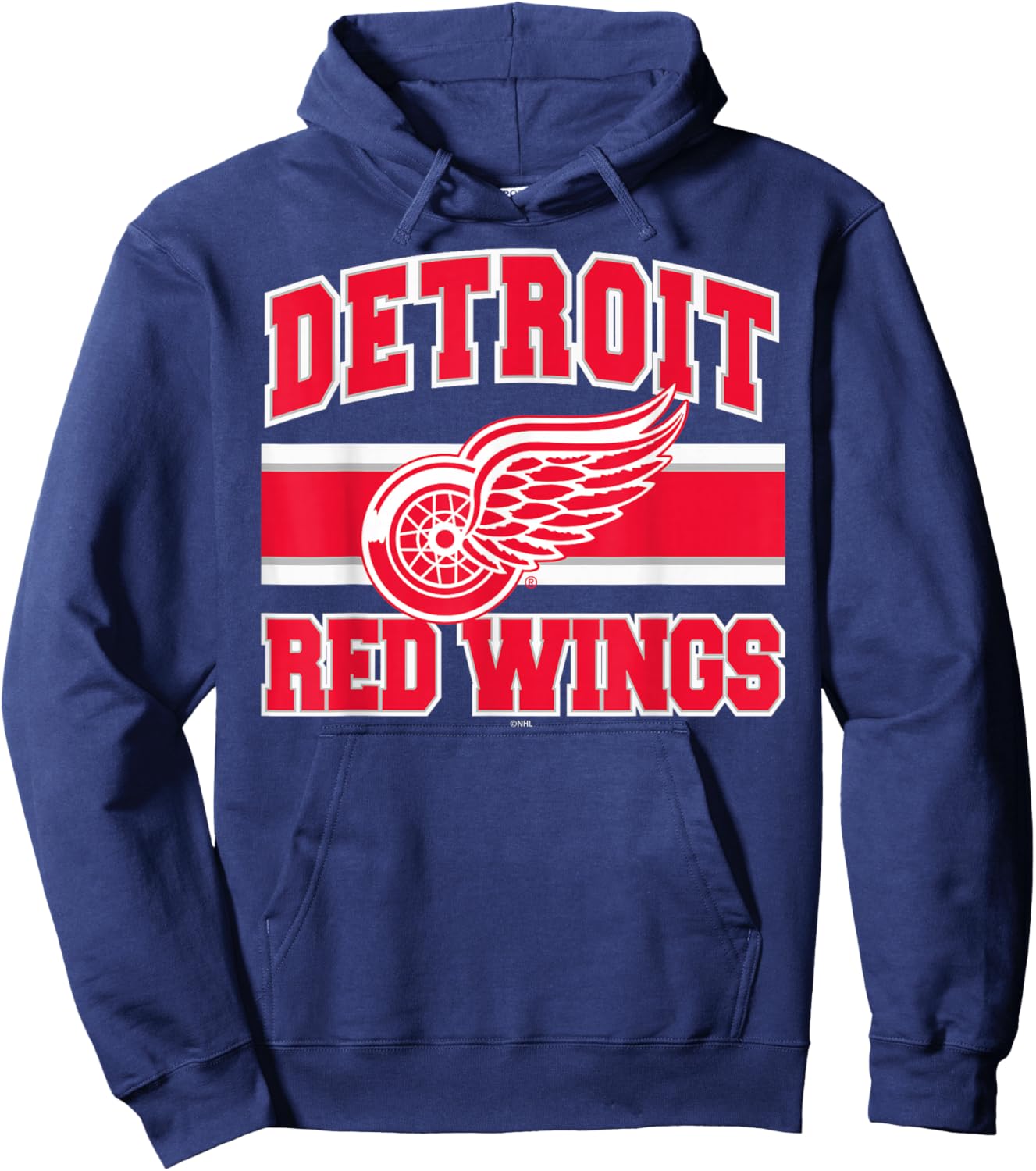 Detroit Red Wings Stripe Black Officially Licensed Hoodie - Hoodie | Navy