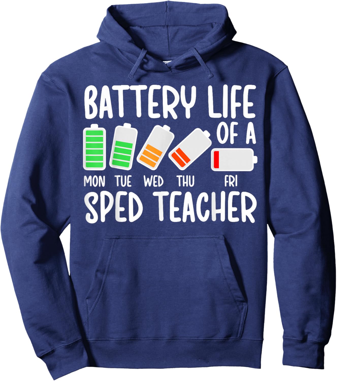 Battery Life of A SPED Teacher Special Education Teacher Hoodie - Hoodie | Navy