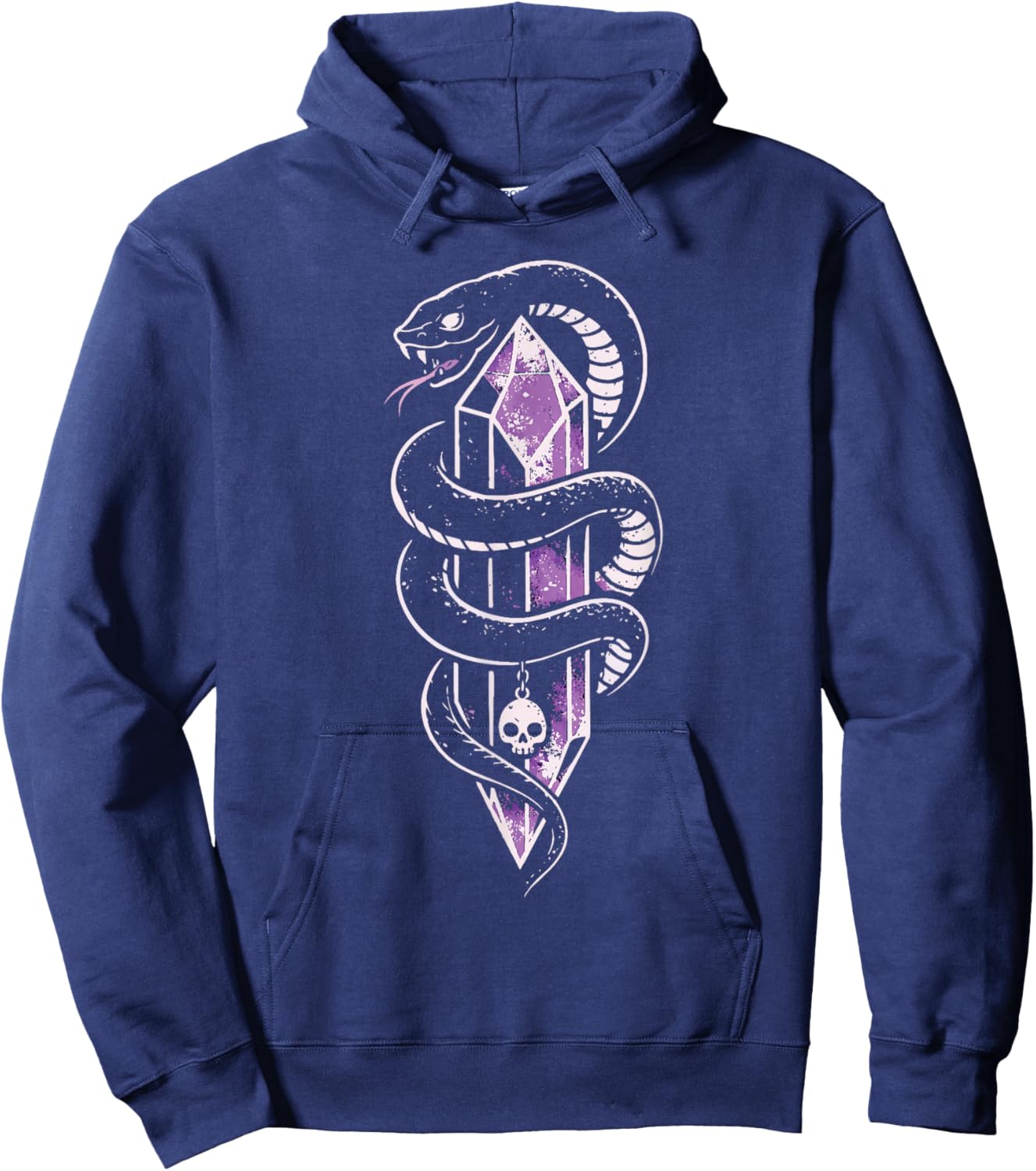 Snake Purple Crystal Skull Creepy Cute Pastel Goth Aesthetic Hoodie - Hoodie | Navy