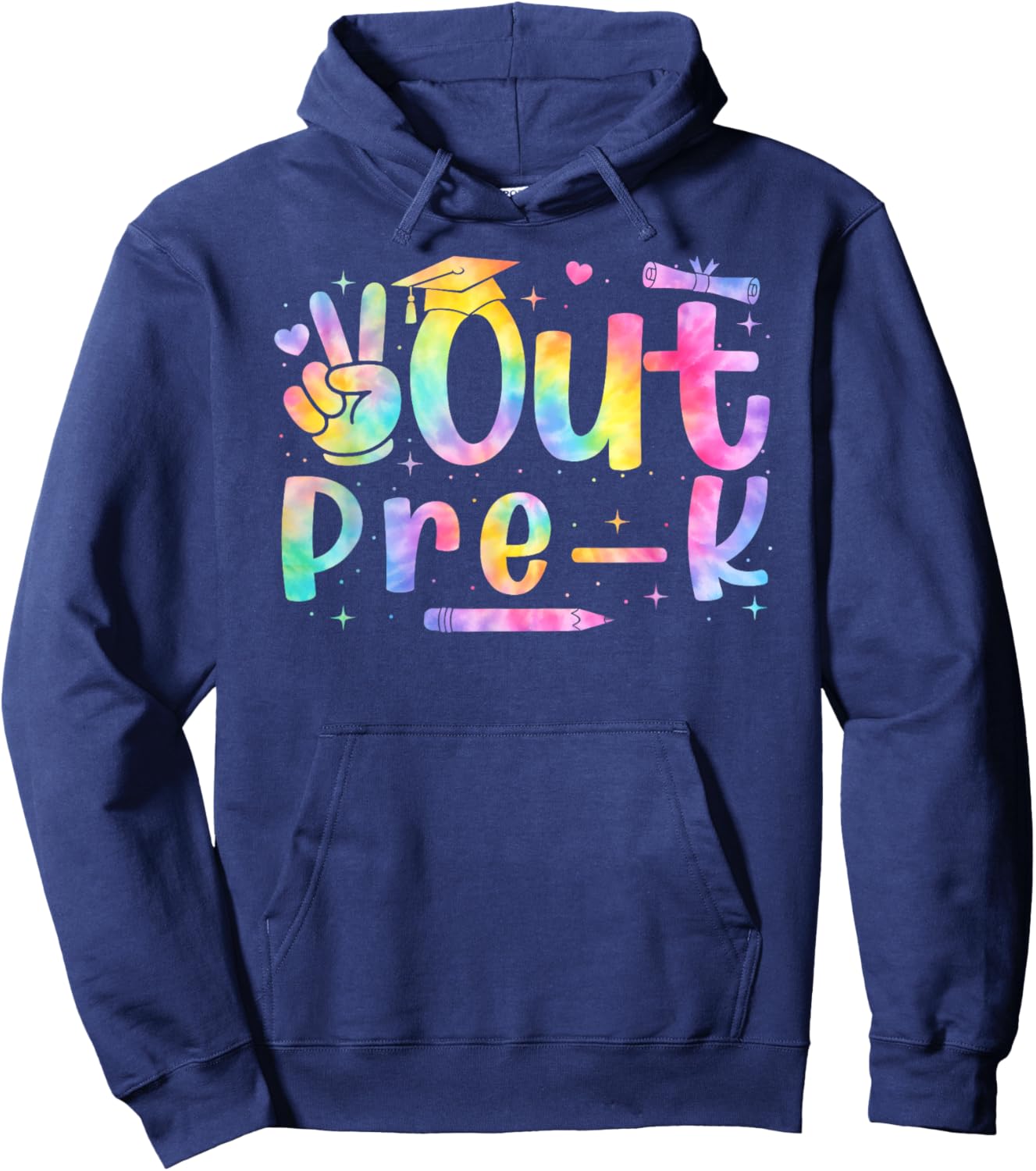 Peace Out Pre-K PreK Graduation Tie Dye Last Day of School Hoodie - Hoodie | Navy
