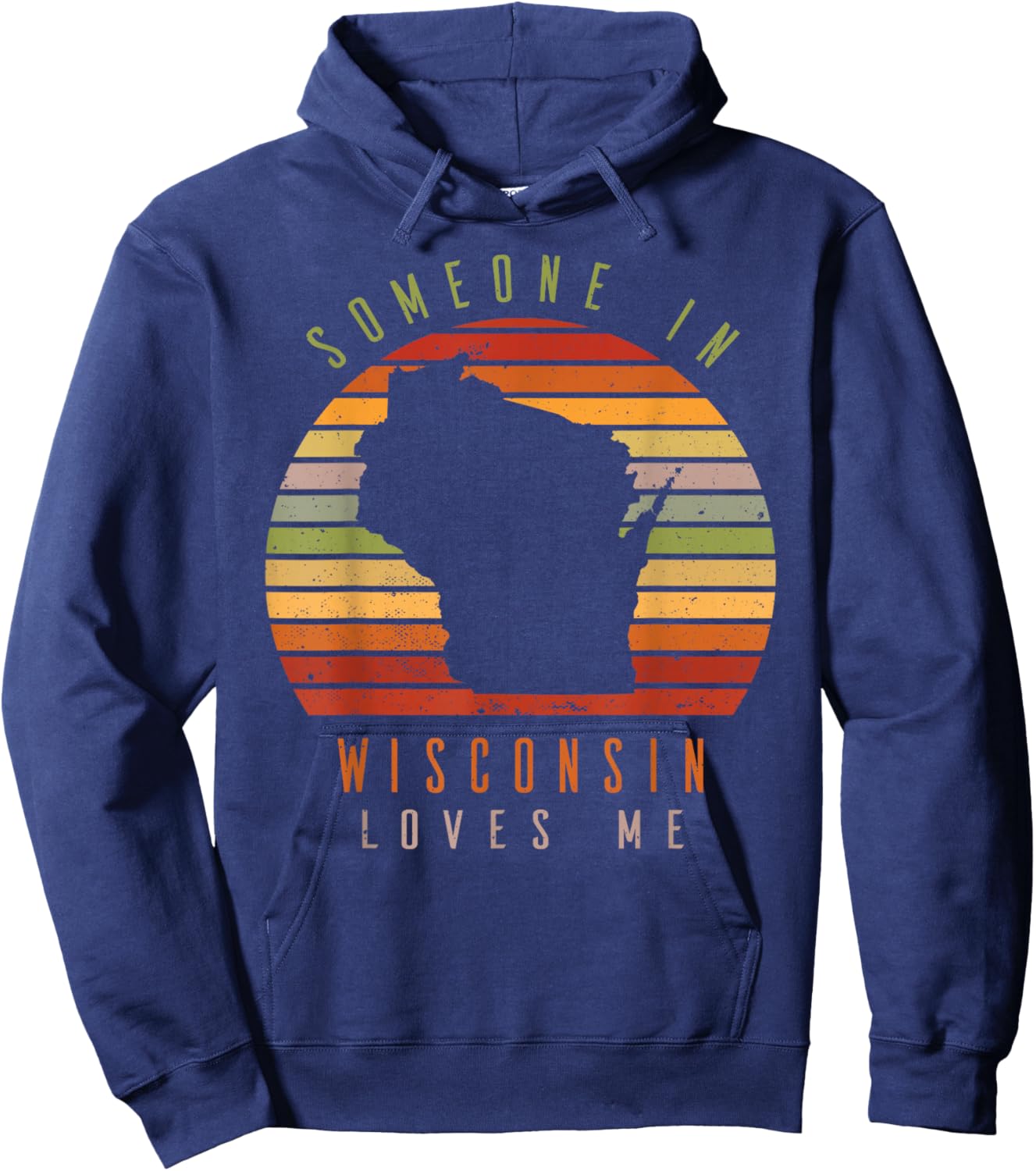 Someone In Wisconsin Loves Me Vintage State Retro Hoodie - Hoodie | Navy