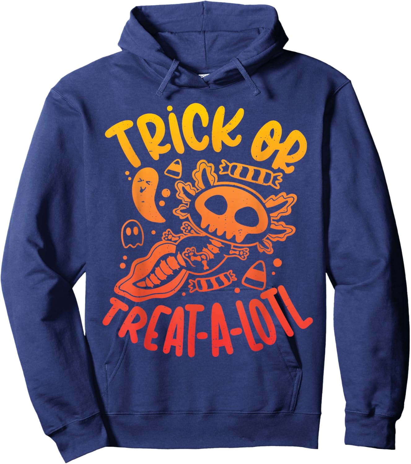 Trick or Treat A Lotl Skeleton Axolotl Halloween Costume Hoodie - Hoodie | Navy
