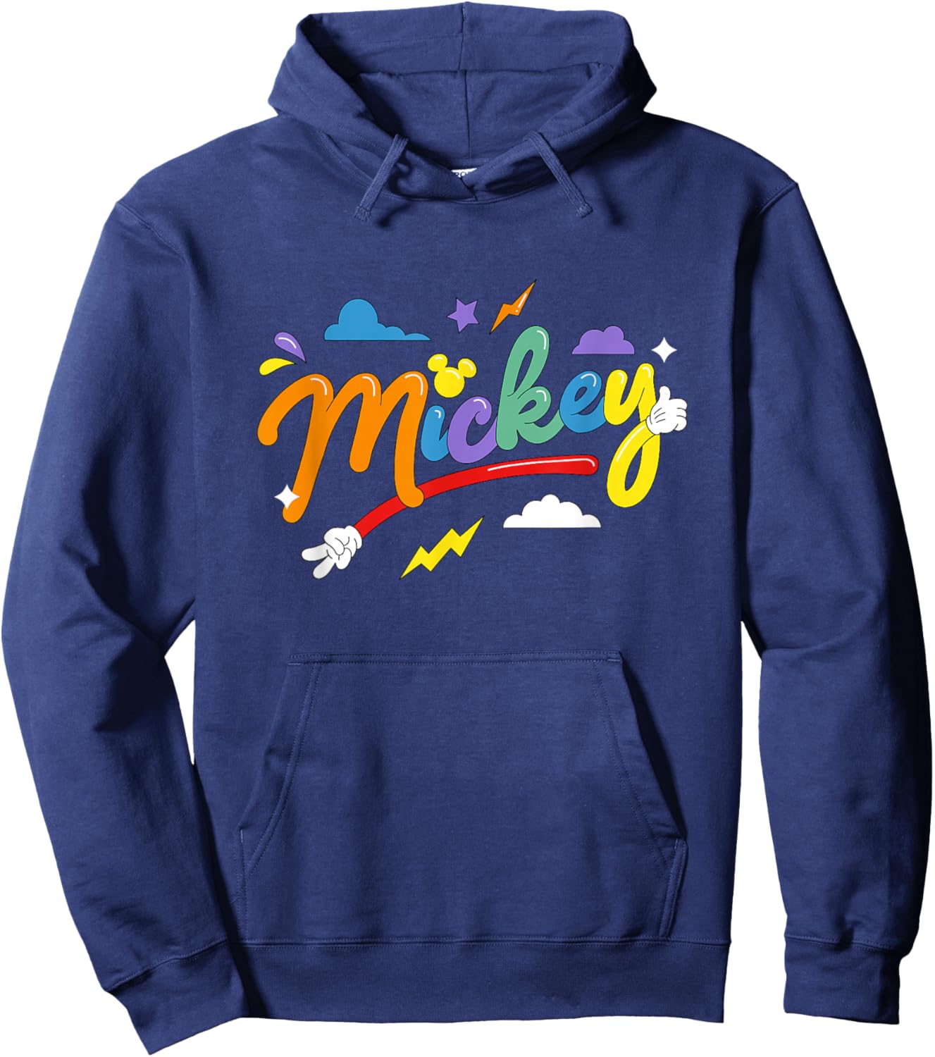 Disney Mickey And Friends Retro Rainbow Bubble Logo Hoodie - Hoodie | Navy