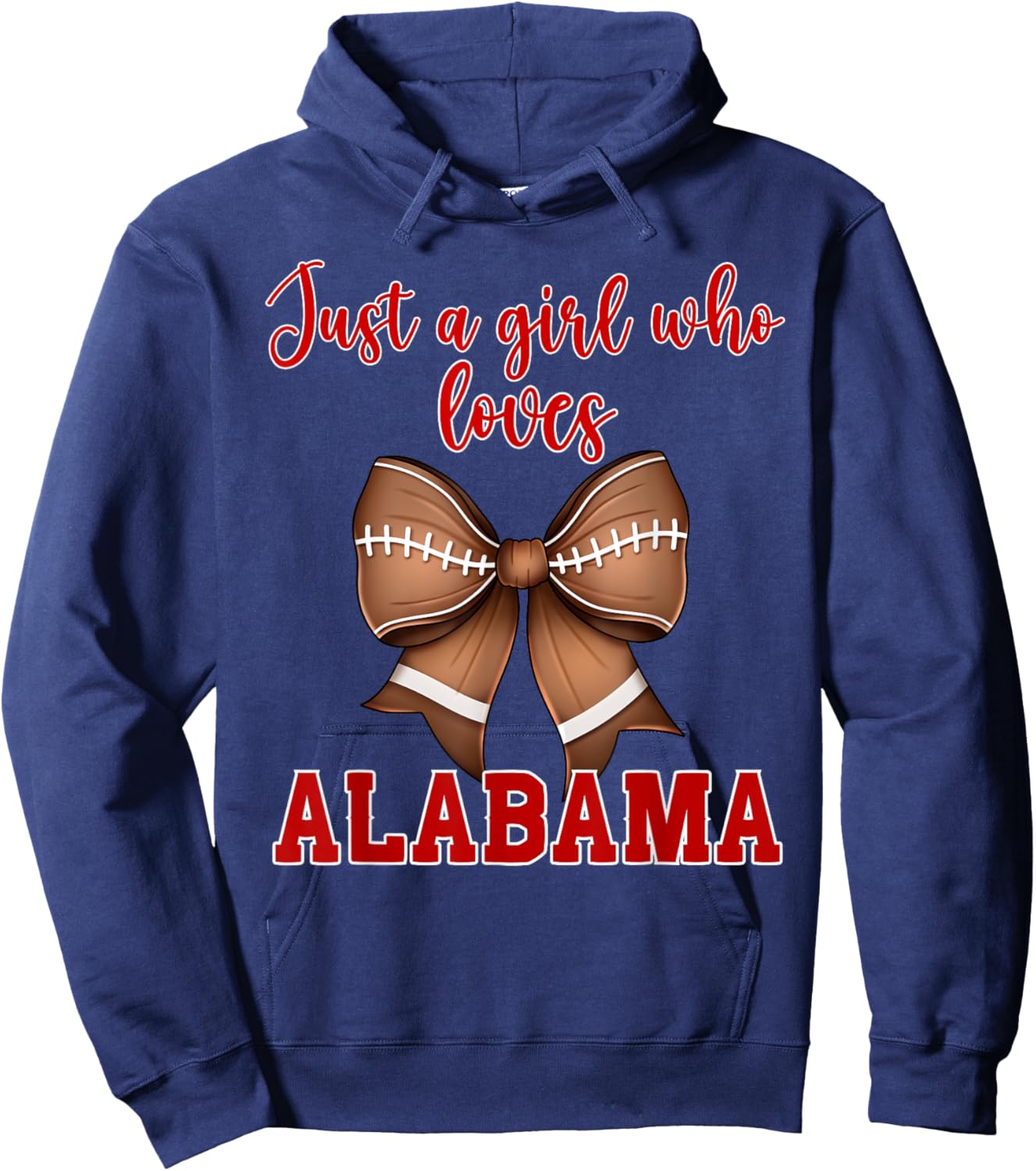 Alabama Coquette Football Bow Girl Loves Alabama Hoodie - Hoodie | Navy