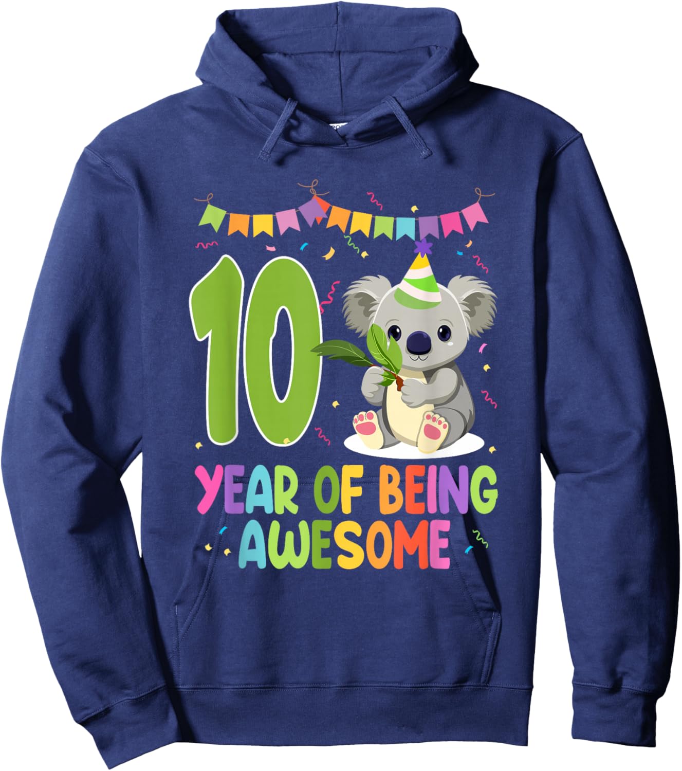 10 Years Of Being Awesome Birthday 10th Koala Theme Hoodie - Hoodie | Navy