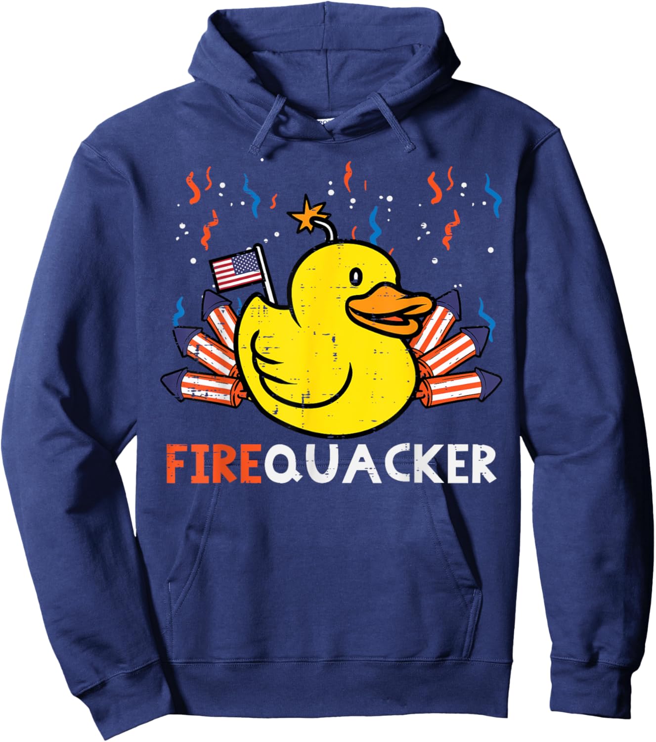 4th July Rubber Duck Firequacker Patriot Men Boys Kids Women Hoodie - Hoodie | Navy