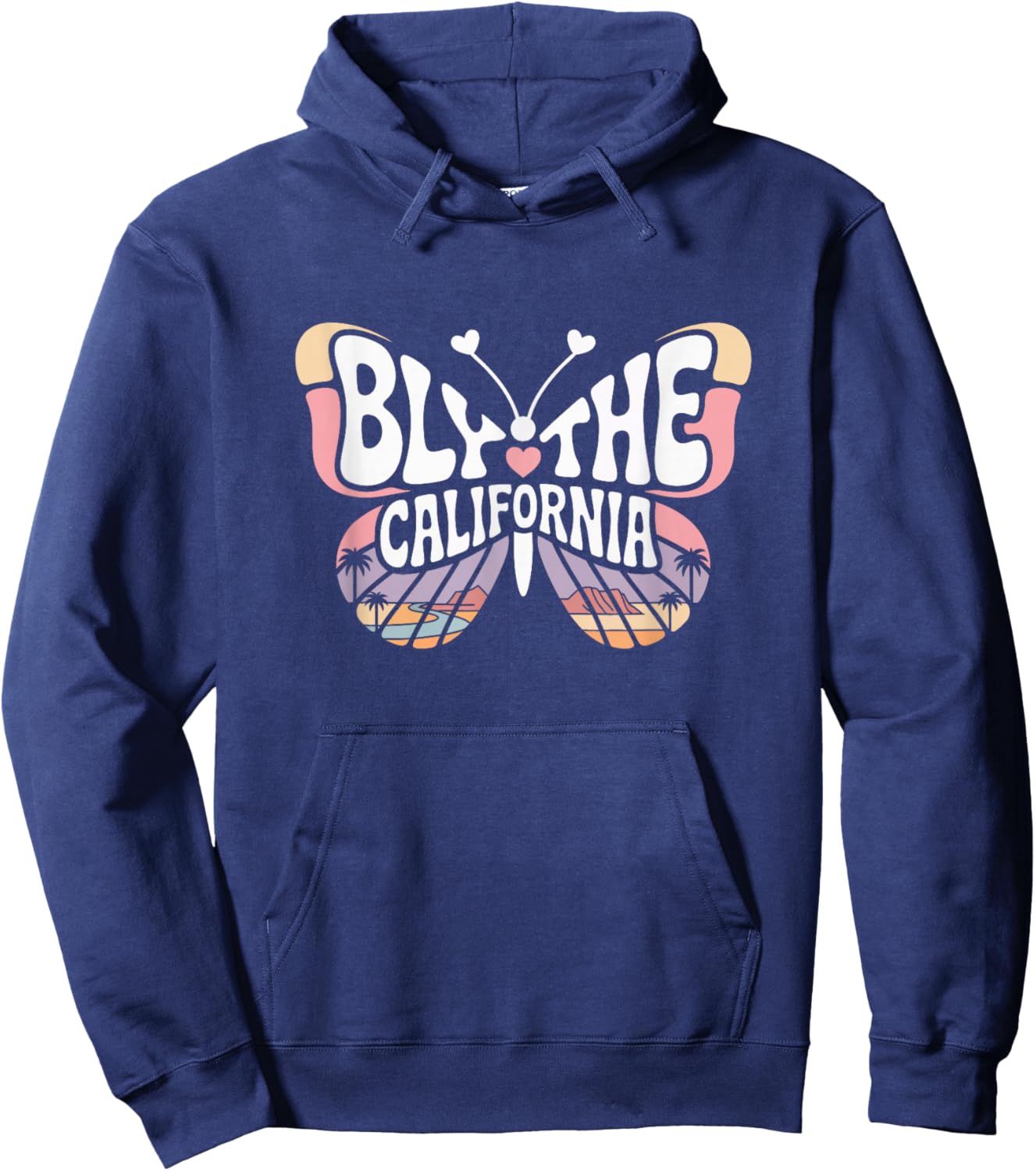 Blythe Butterfly - California Desert City Name Word Art Hoodie - Hoodie | Navy
