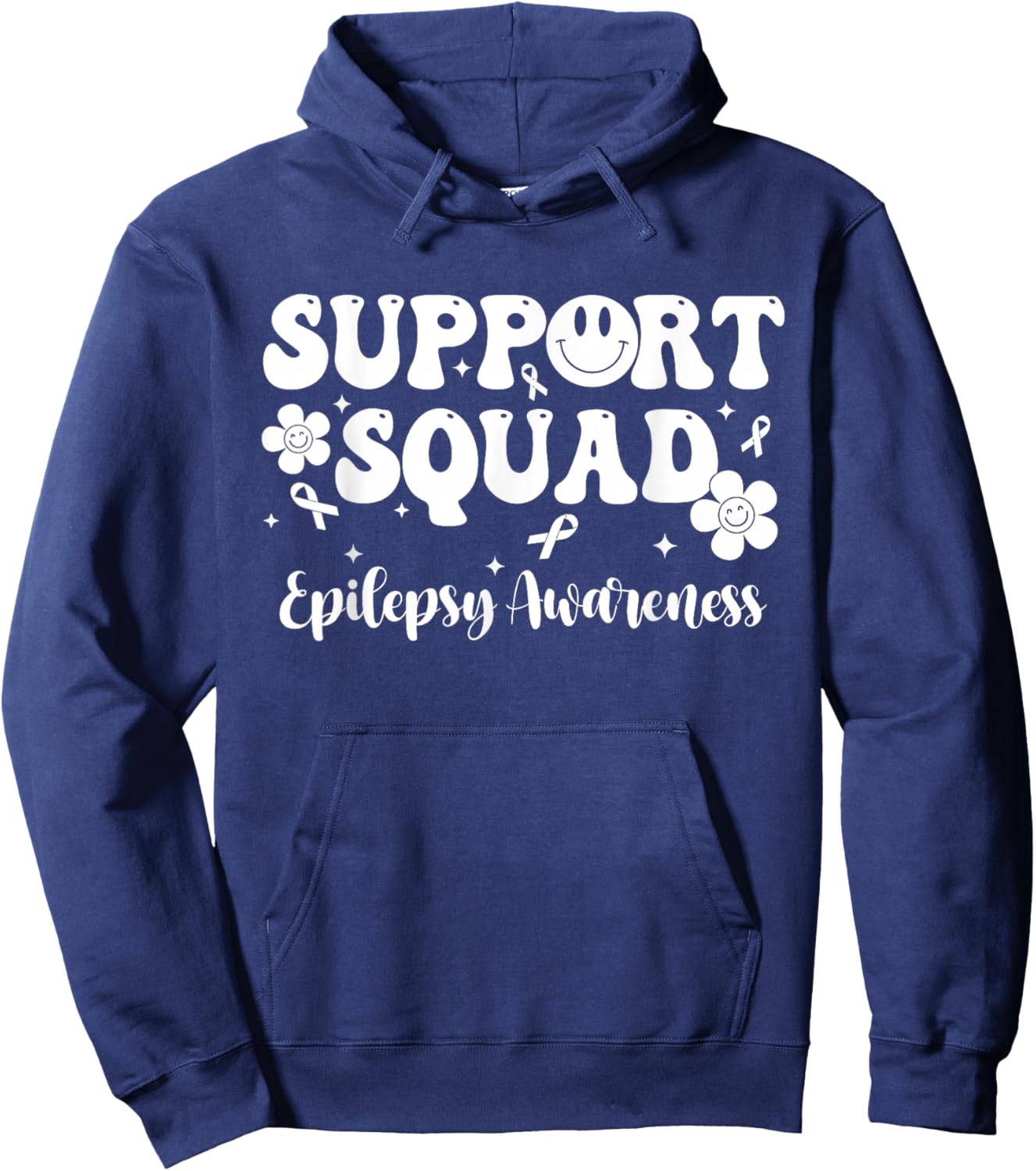 Retro Groovy Support Squad Epilepsy Awareness Hoodie - Hoodie | Navy