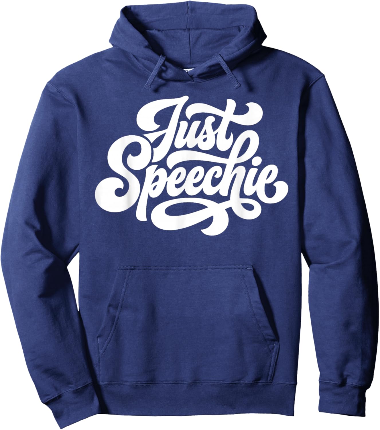 Just Speechie Trendy Retro Script Speech Therapist SLP Hoodie - Hoodie | Navy