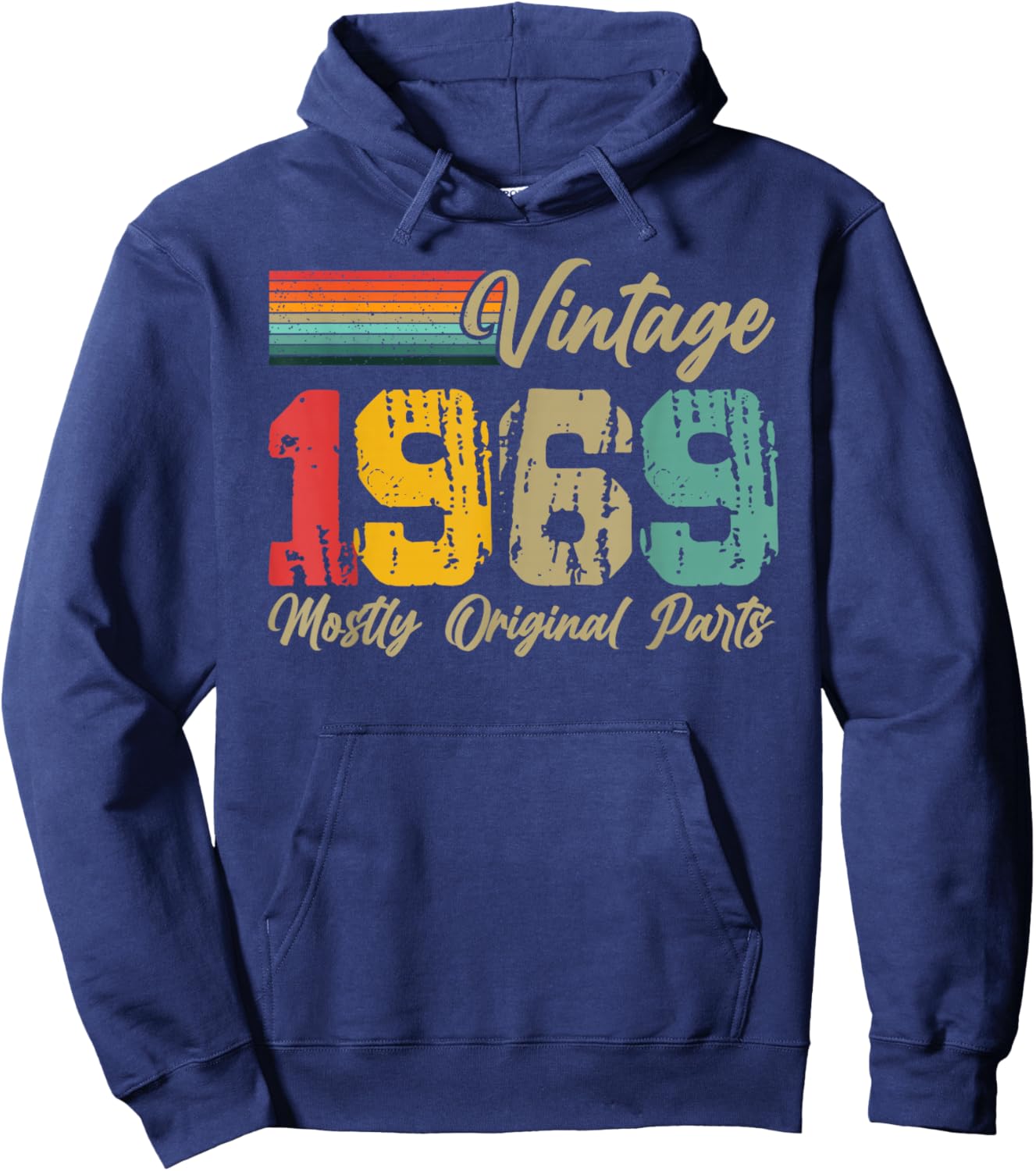Vintage 1969 Mostly Original Parts Funny Birthday Year Hoodie - Hoodie | Navy