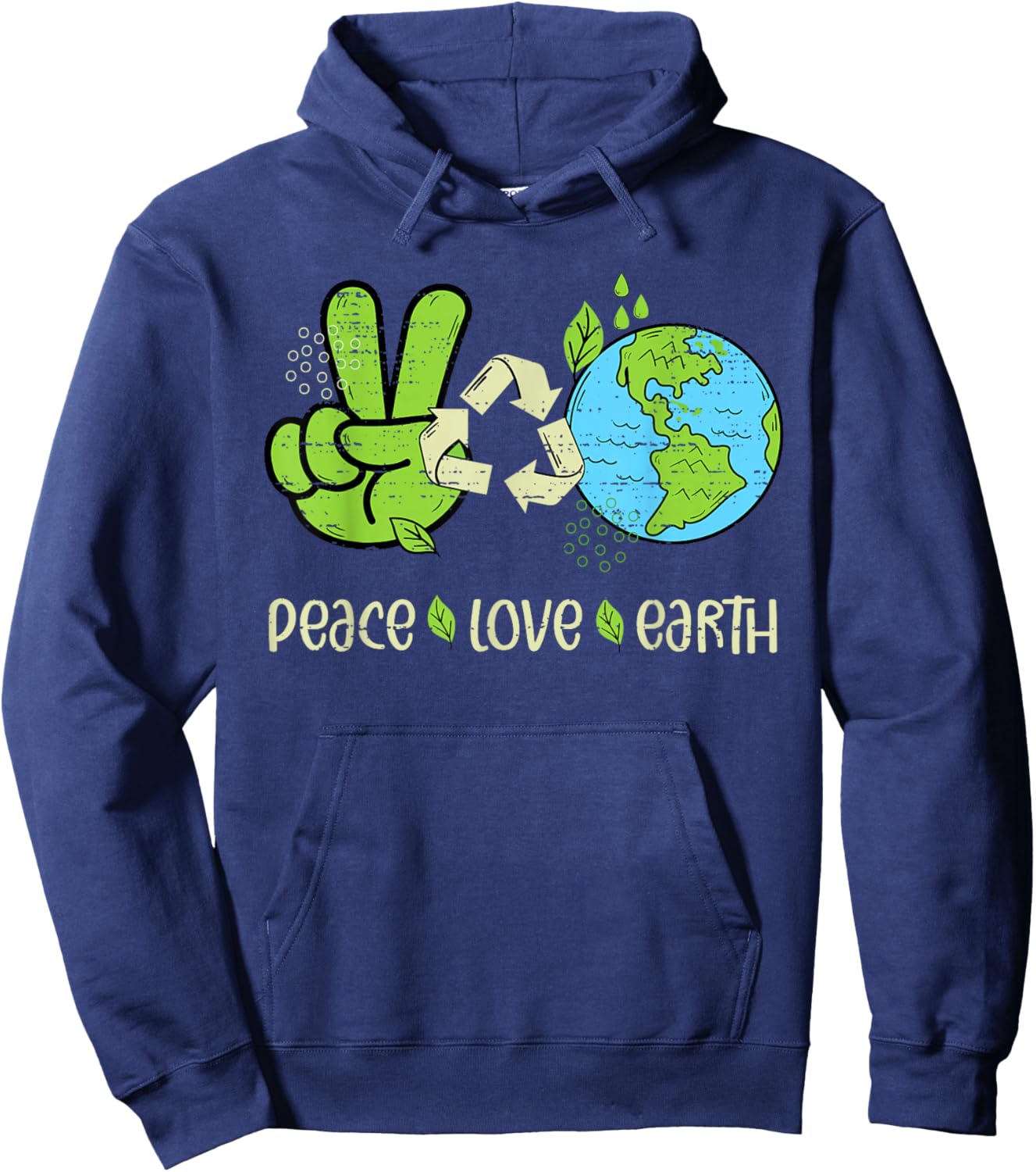 Earth Day April 22 Peace Love Earth Recycle Teacher Boy Girl Hoodie - Hoodie | Navy