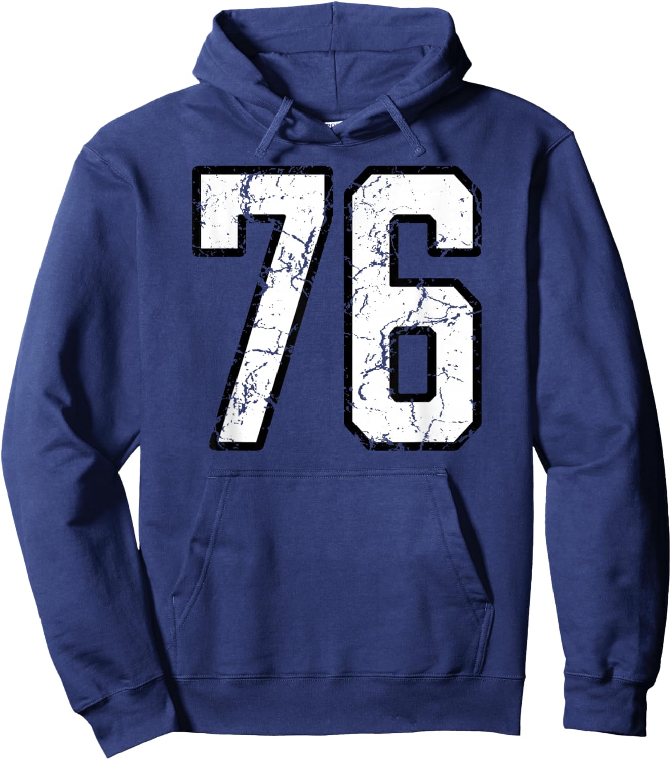 White and Black Sports Number 76 Jersey Uniform Player Hoodie - Hoodie | Navy