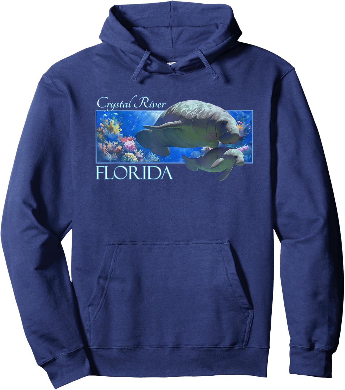 Crystal River Florida Vacation Cute Manatees Sea Cow Hoodie - Hoodie | Navy