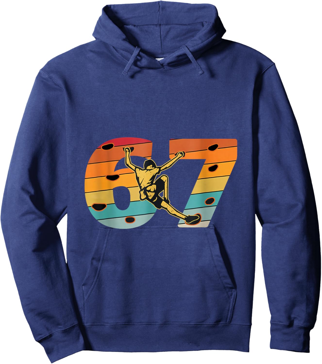 Vintage Funny 67 six Seven Rock Climbing Bouldering Retro Hoodie - Hoodie | Navy