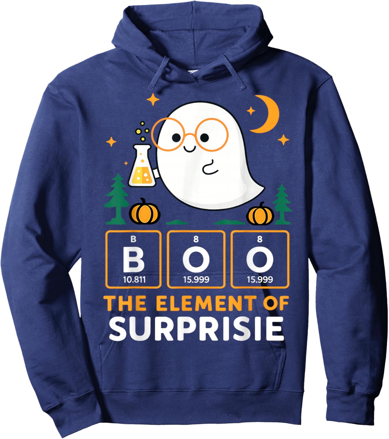 Chemistry Boo The Element of Surprise Cute Chemist Halloween Hoodie - Hoodie | Navy