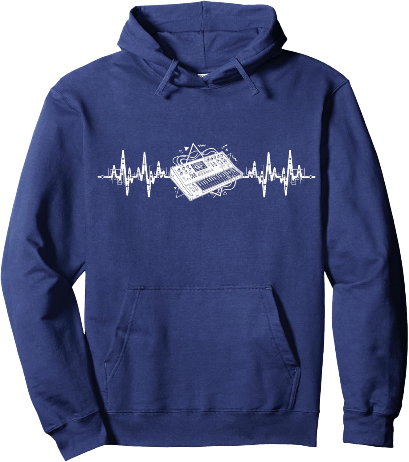 Synth-pop New-Wave-Music Dark-Wave Heartbeat Synthesizer Hoodie - Hoodie | Navy