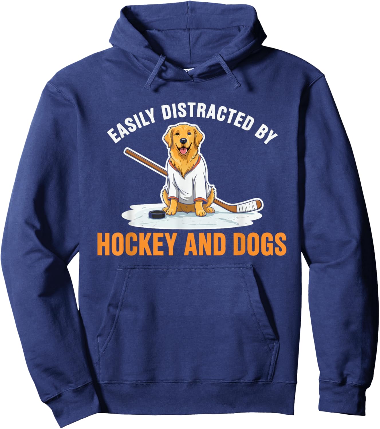 Easily Distracted By Hockey and Dogs Hoodie - Hoodie | Navy