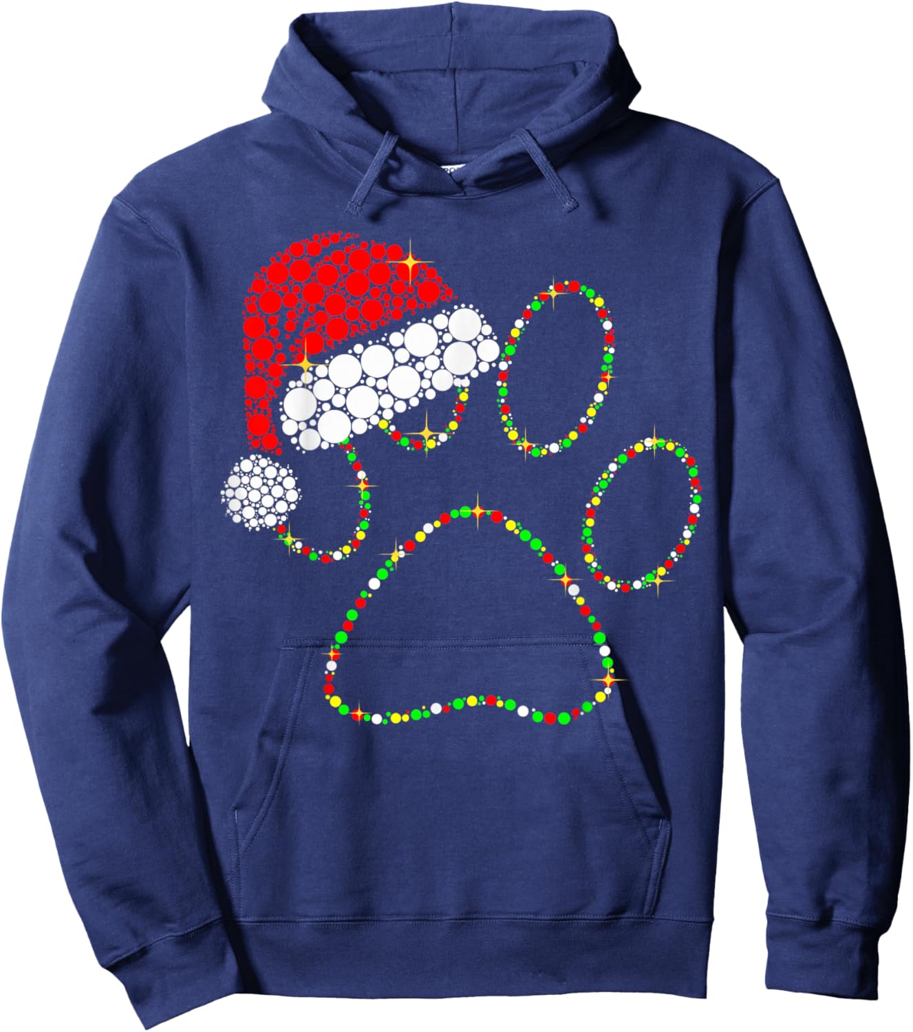 Santa Claus Dog Paw Xmas Decorations Merry Christmas Pajama Hoodie - Hoodie | Navy