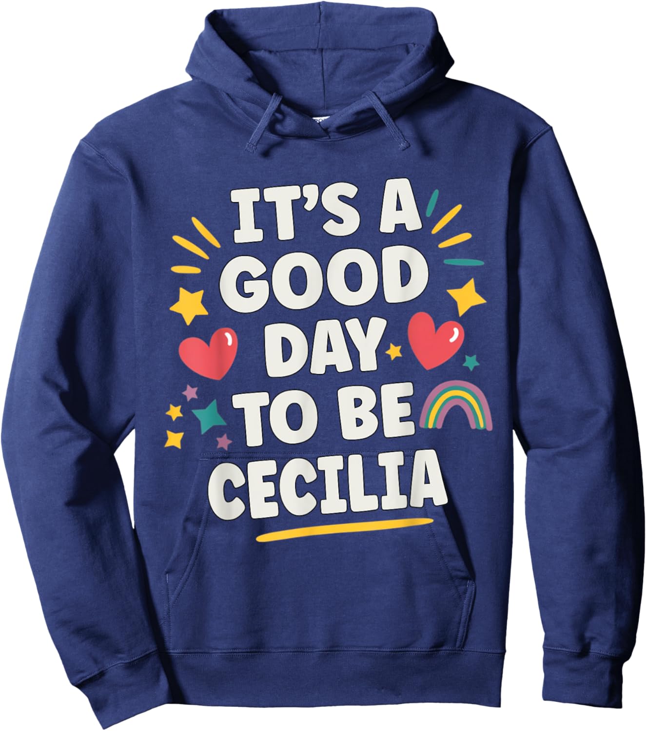 Cecilia Personalized Retro Girls Custom Cecilia Name Hoodie - Hoodie | Navy