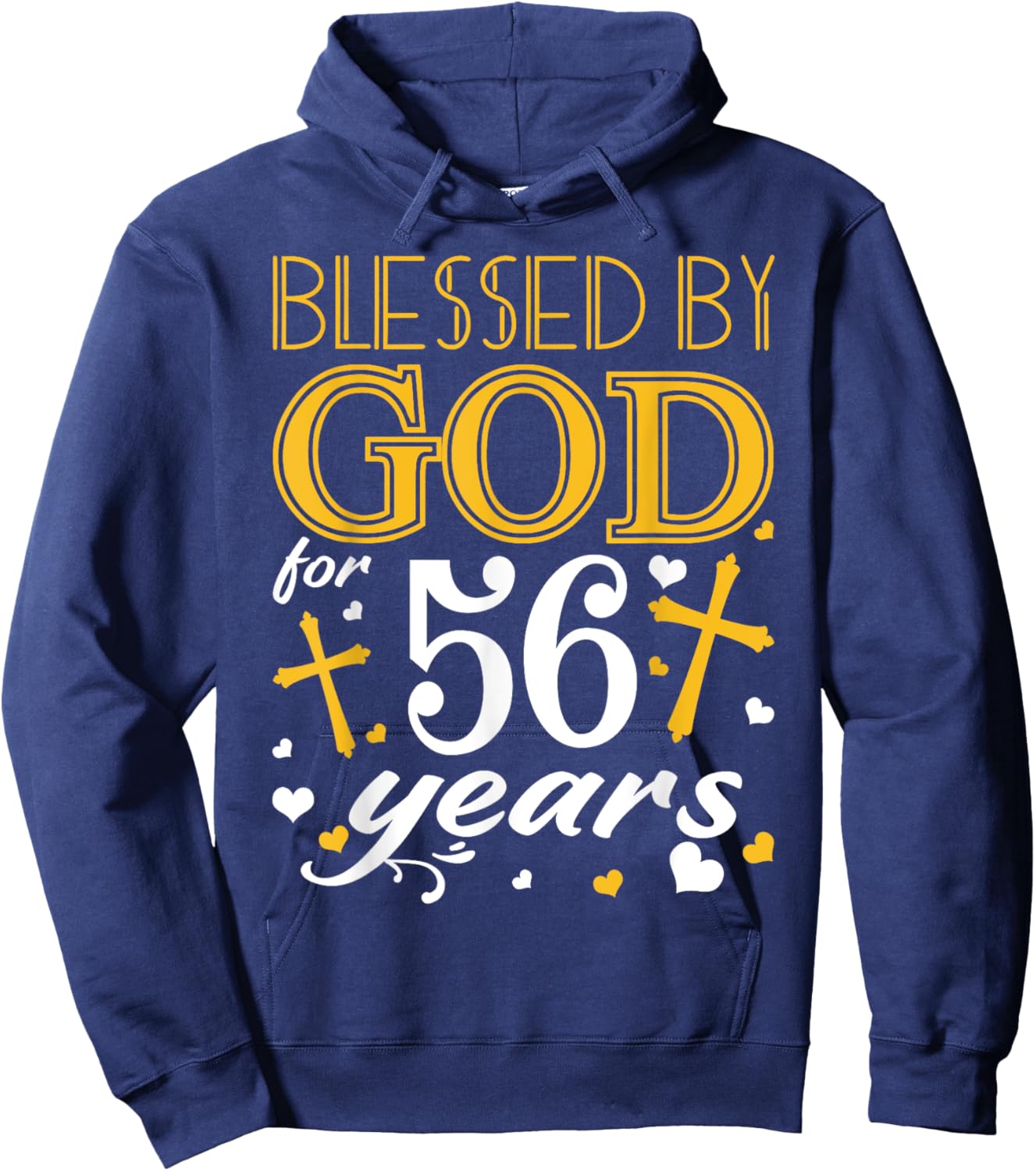 Vintage Blessed By God For 56 Years Happy 56th Birthday Hoodie - Hoodie | Navy