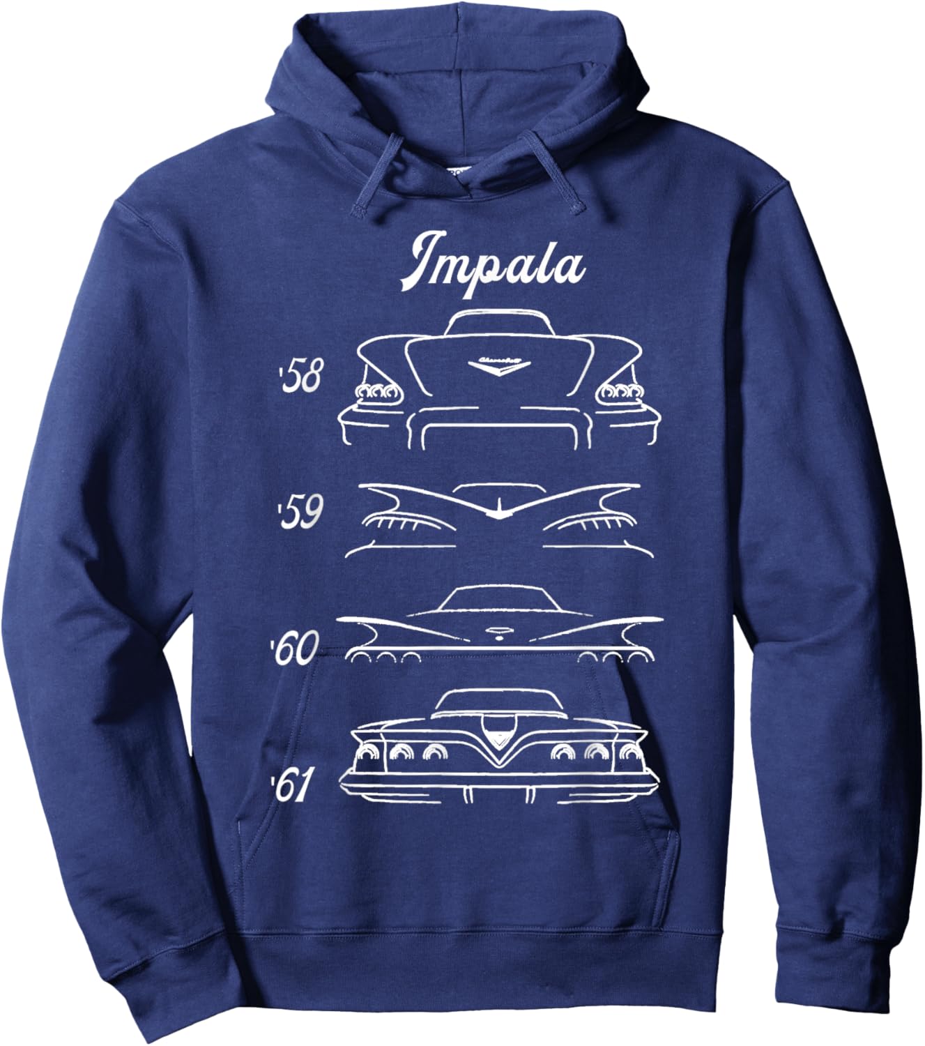 Vintage 58 59 60 61 1961 Impala Old School Muscle Classic Hoodie - Hoodie | Navy