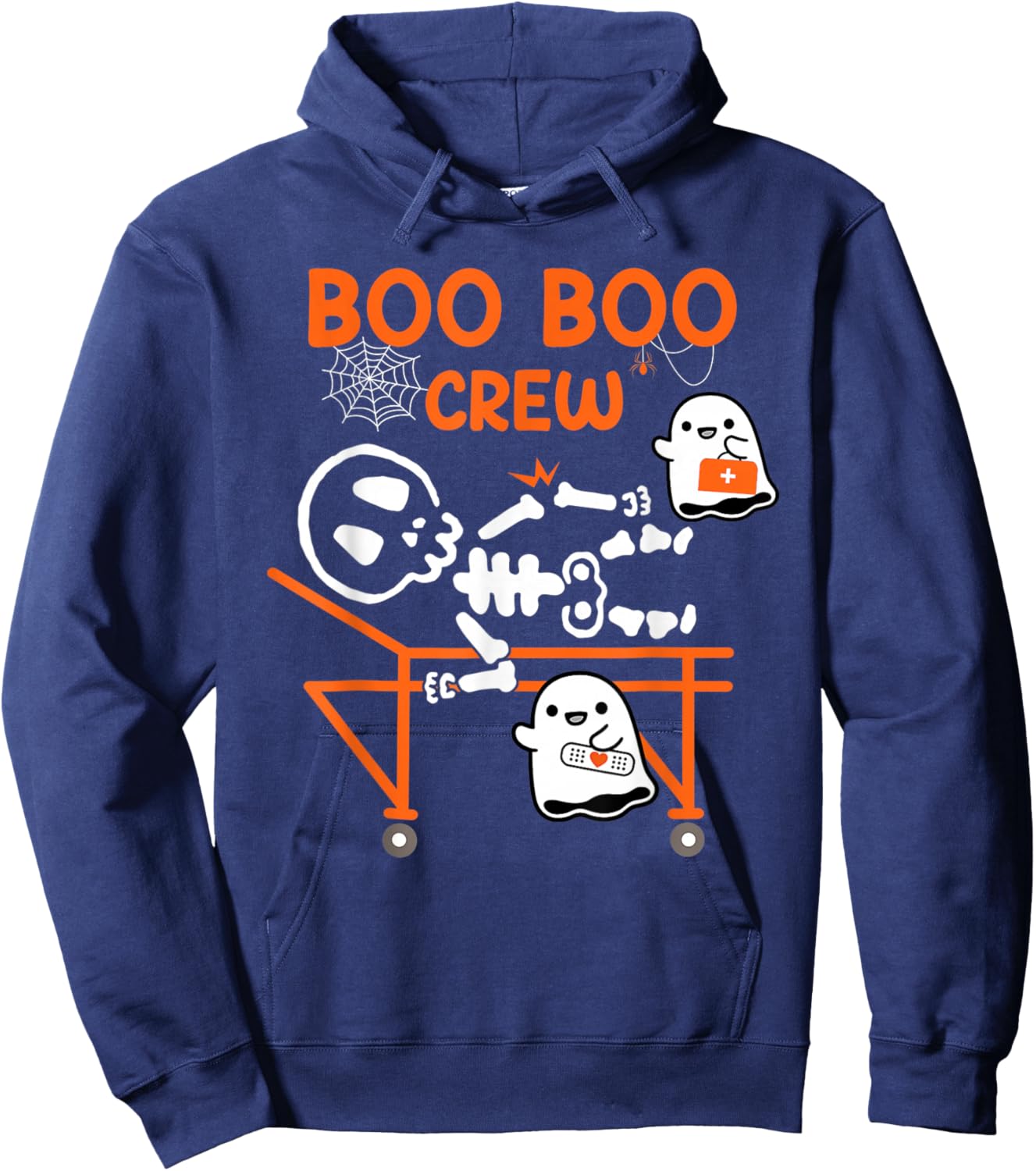 Boo Boo Crew Funny Ghost Nurse Retro Spooky Season Halloween Hoodie - Hoodie | Navy