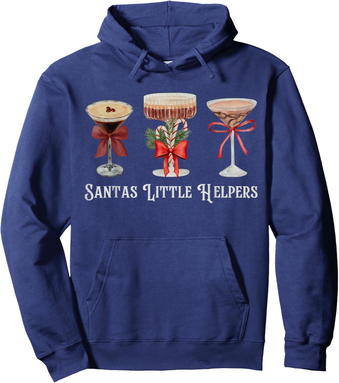 Santa's Little Helper Martini Cocktail Christmas Hoodie - Hoodie | Navy