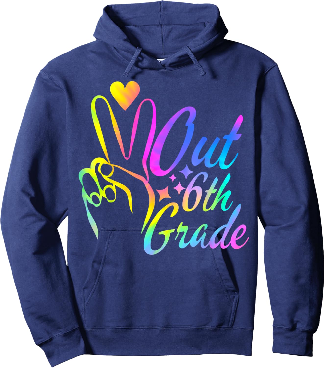 Peace Out 6th Grade Tie Dye Graduation Last Day Of School Hoodie - Hoodie | Navy