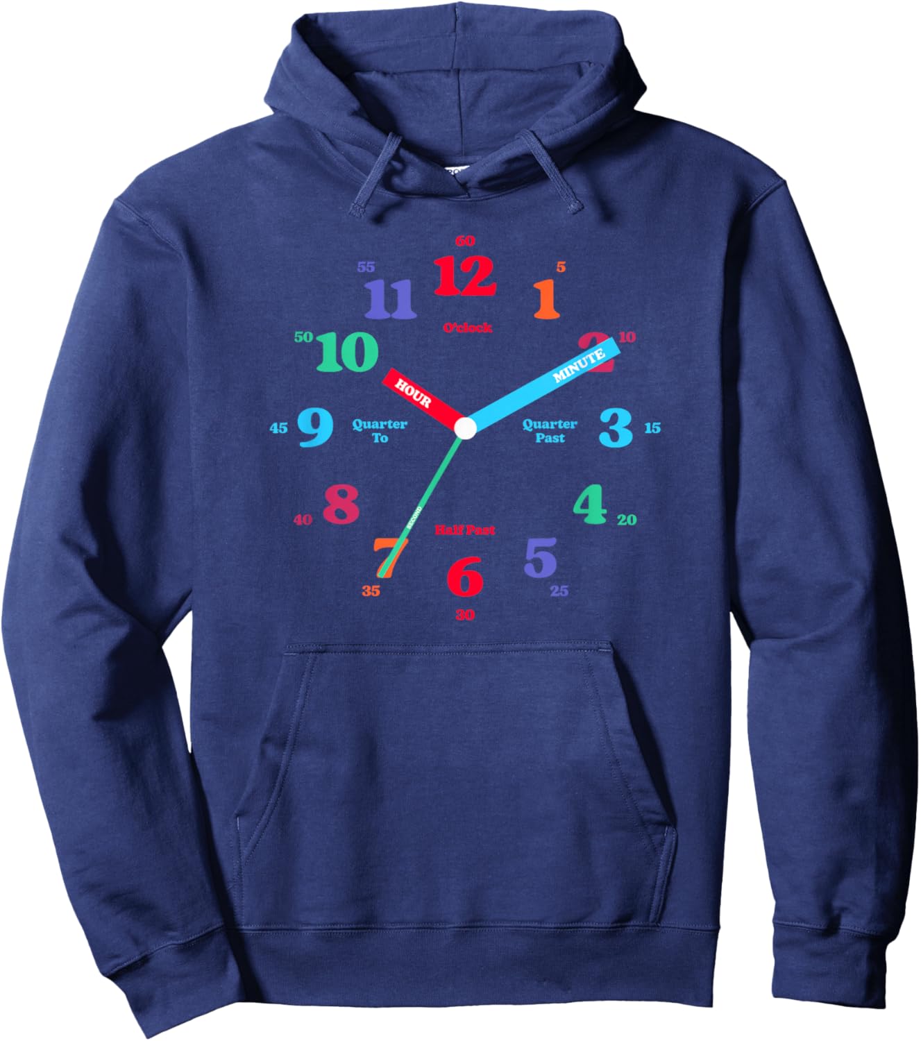 Time Teaching Clock Kids Young Child Hoodie - Hoodie | Navy
