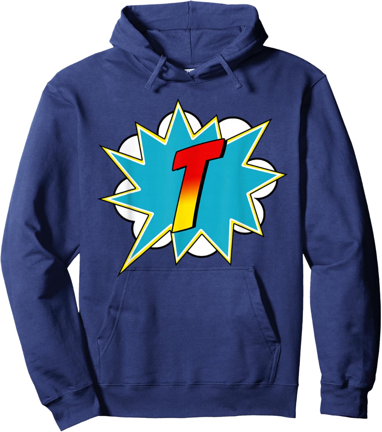 Letter Superhero Name Comic Costume : Black, Small, Retro, Superhero, Cartoon, -Adults & Kids, Short Sleeve, , Retro-Superhero Hoodie - Hoodie | Navy