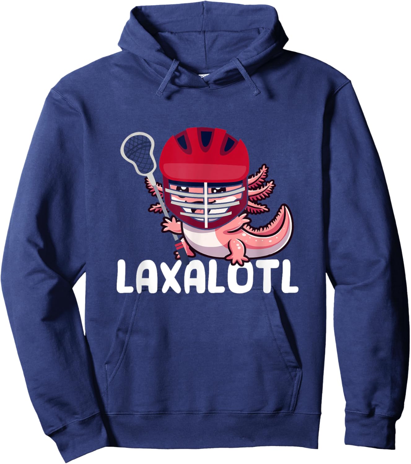 Funny Lacrosse LAX Laxalotl Axolotl Lacrosse Player Athlete Hoodie - Hoodie | Navy
