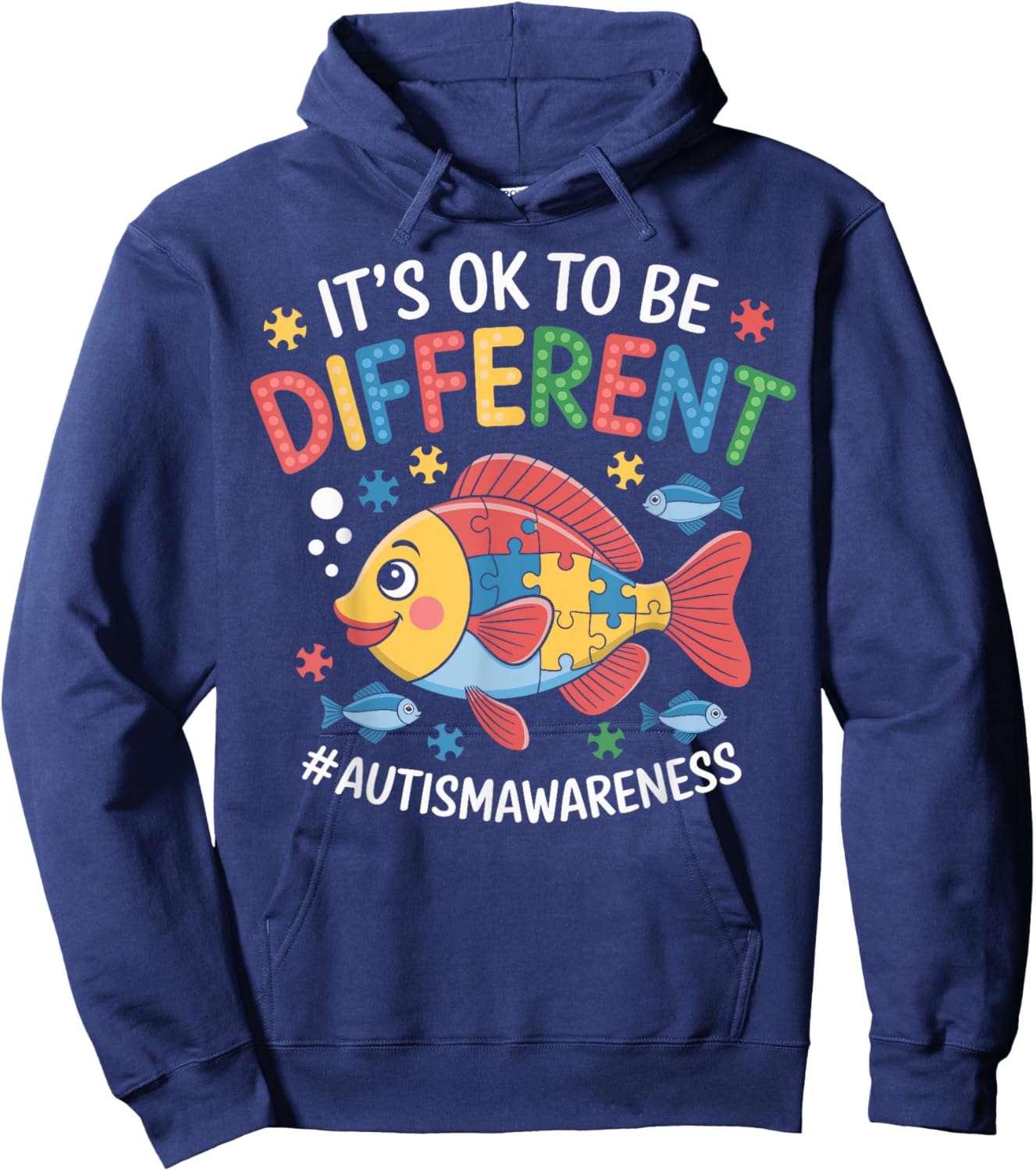 Its OK to Be Different Cute Fish Autism Awareness Kids Hoodie - Hoodie | Navy