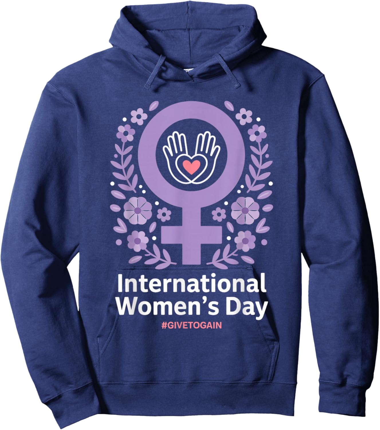 Celebrate International Women's Day with Floral Pattern Hoodie - Hoodie | Navy