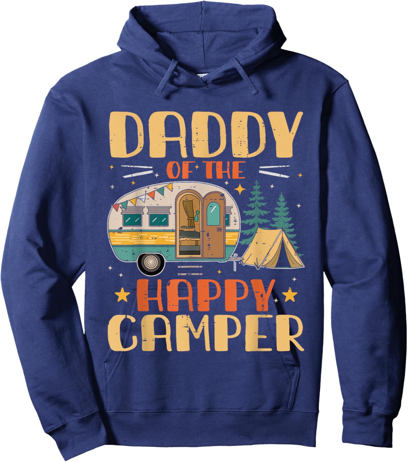 Daddy of Happy Camper 1st Birthday Party Retro Daddy Hoodie - Hoodie | Navy