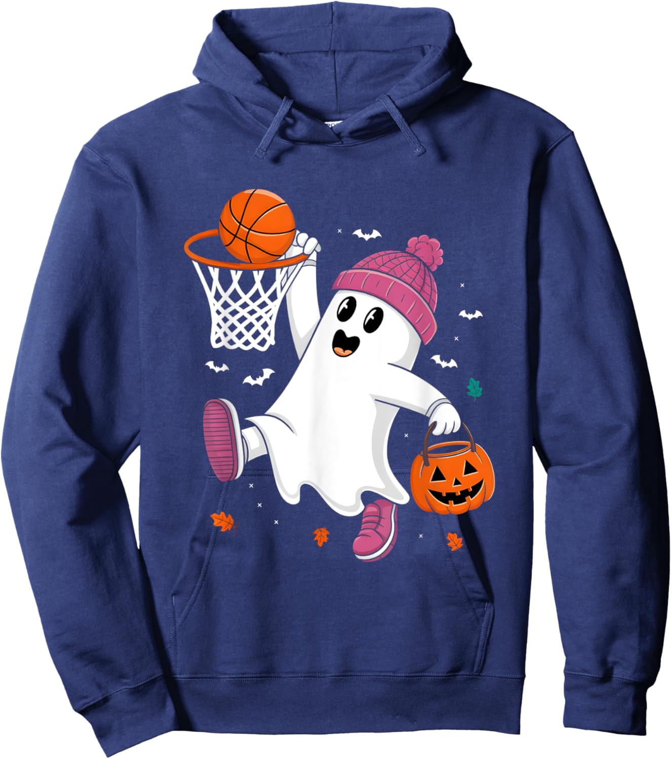 Funny Halloween Ghost Dunking Basketball Costume Boys Kids Hoodie - Hoodie | Navy