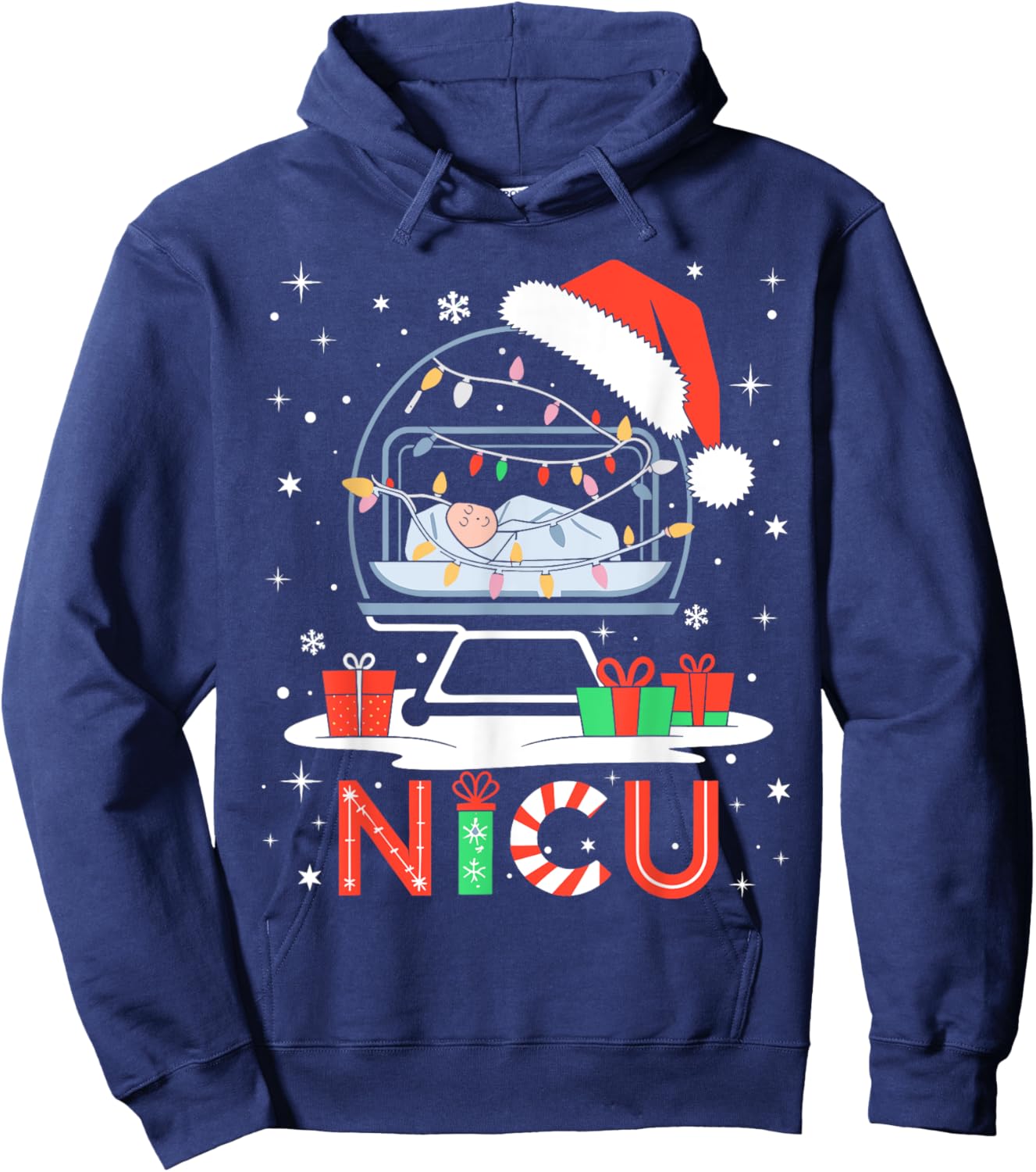 Neonatal Intensive Care Unit Xmas Funny Nicu Nurse Christmas Hoodie - Hoodie | Navy