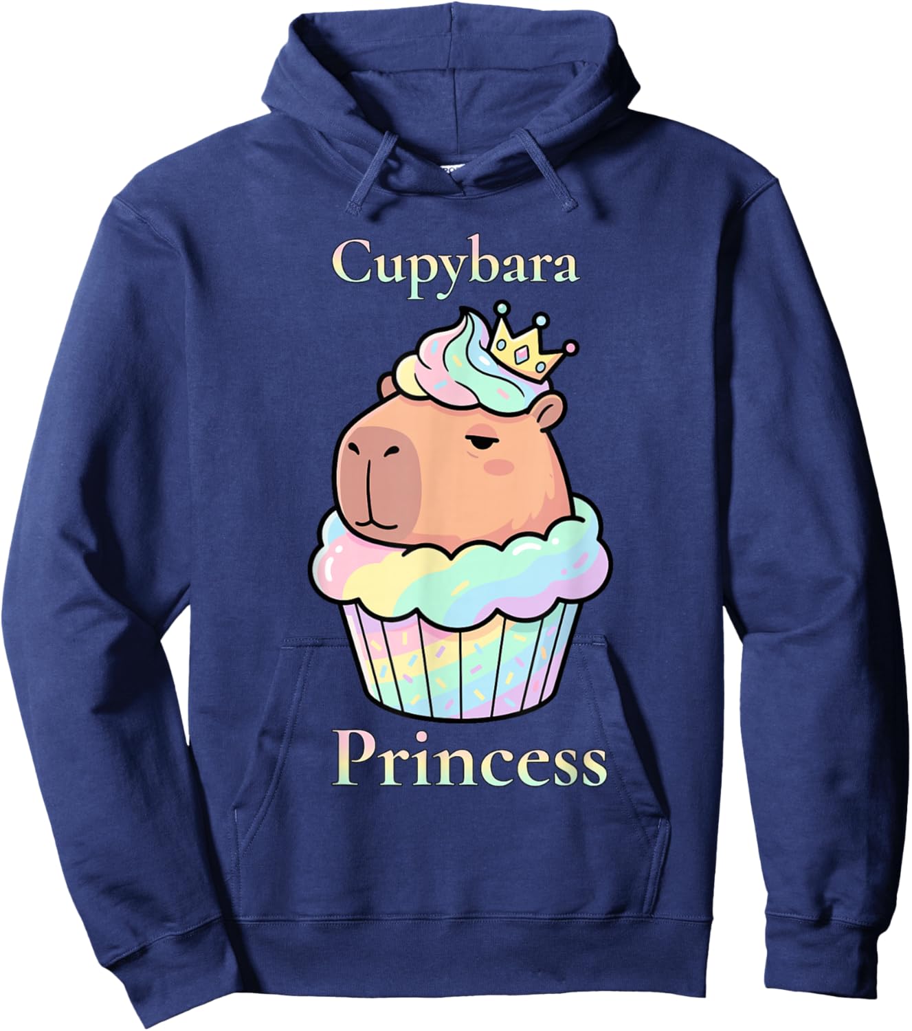 Capybara Cupcake Princess Illustration Cute Kawaii Art Hoodie - Hoodie | Navy