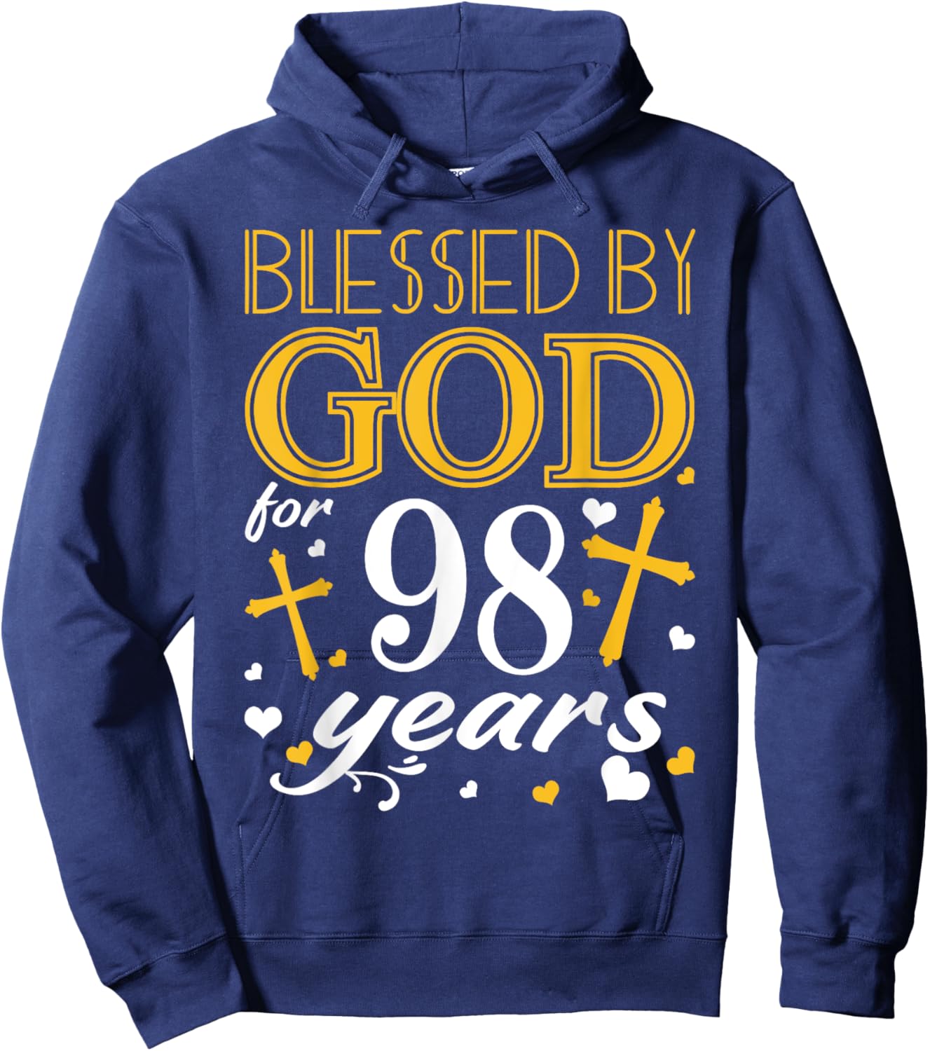 Vintage Blessed By God For 98 Years Happy 98th Birthday Hoodie - Hoodie | Navy