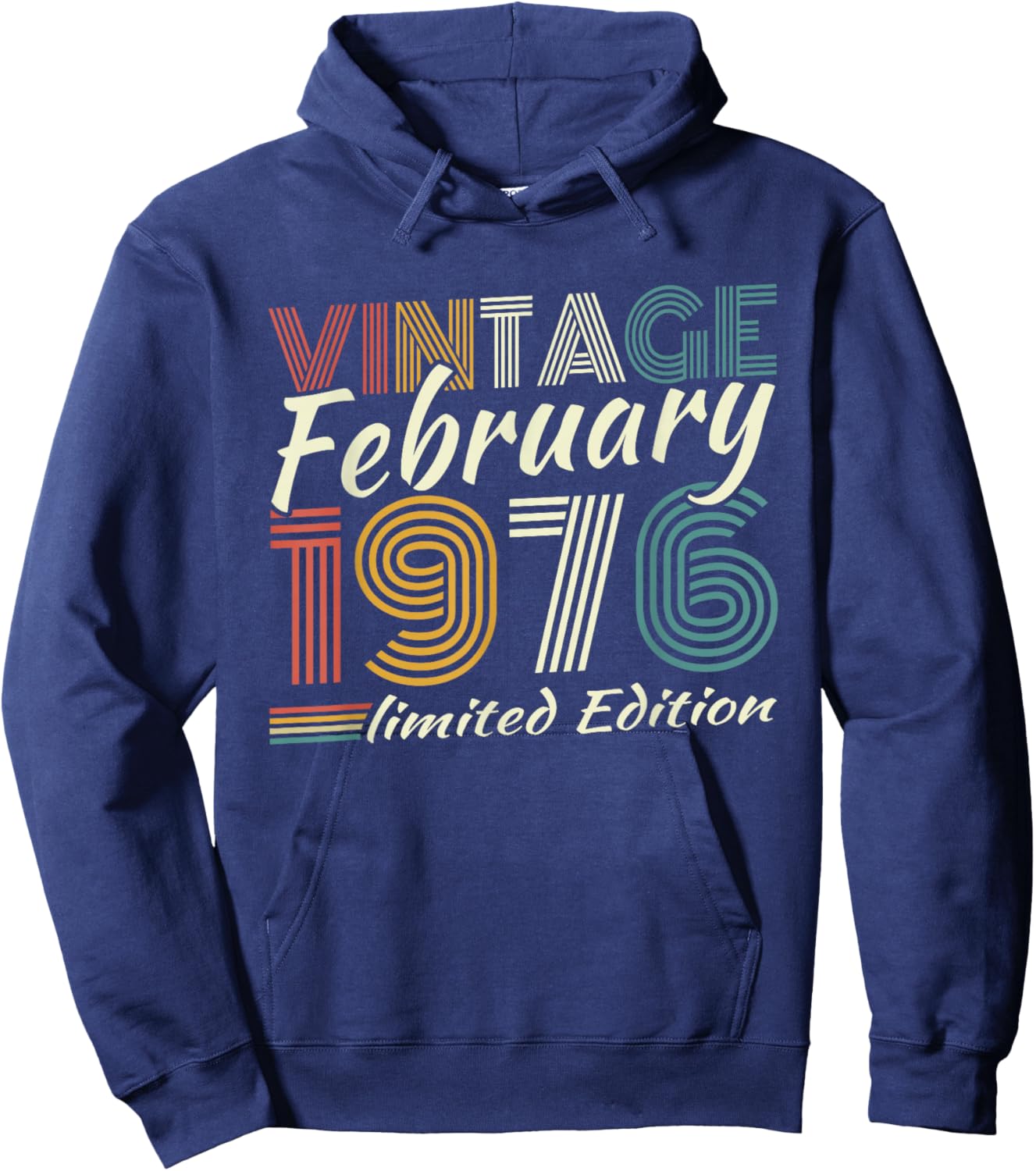 Vintage February 1976 Birthday Gift 50 Years Men Hoodie - Hoodie | Navy