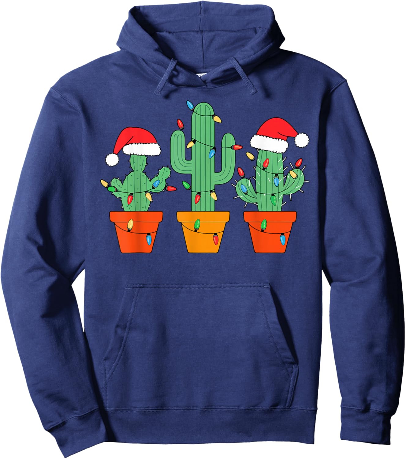 Christmas Cactus Cute Succulent Plant Xmas Men Women Kids Hoodie - Hoodie | Navy