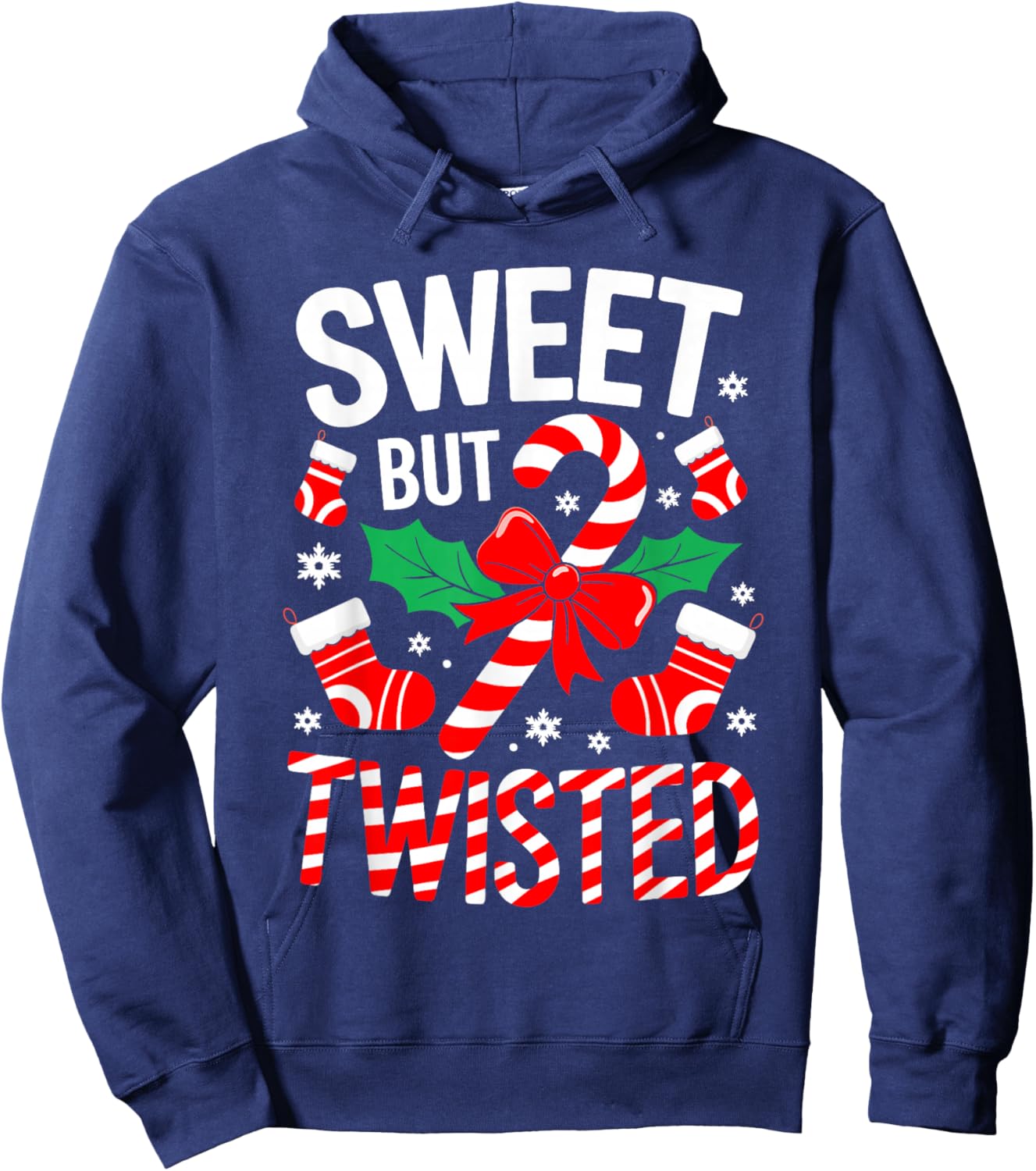 Sweet But Twisted Shirt Men Women Kids Christmas Candy Cane Hoodie - Hoodie | Navy