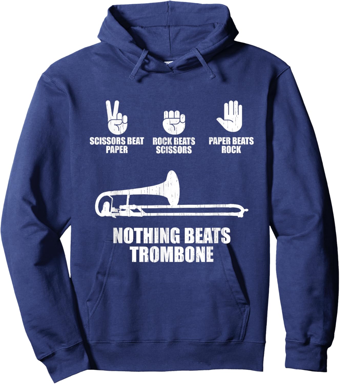 Rock Paper Scissors Marching Band Shirt Funny Trombone Lover Hoodie - Hoodie | Navy