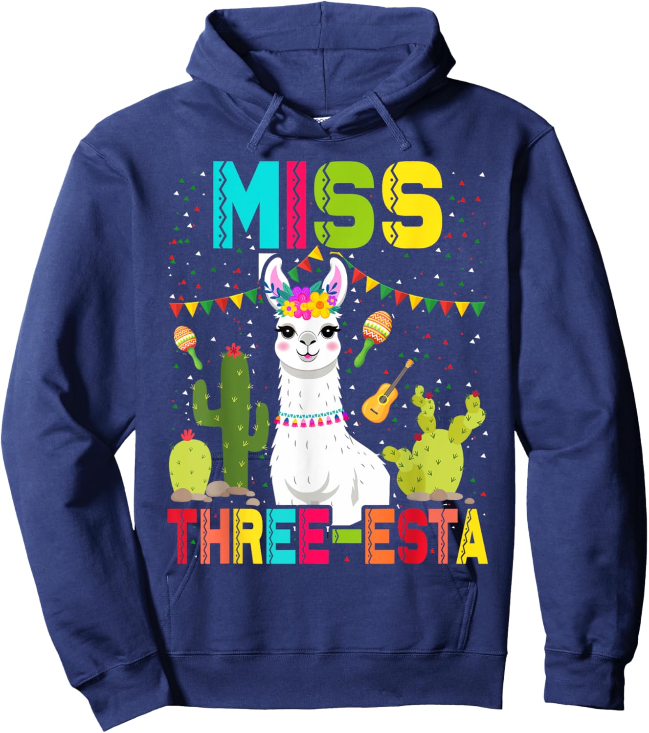 Miss Fiesta Three-Esta Girl 3rd Birthday Mexican Party Hoodie - Hoodie | Navy