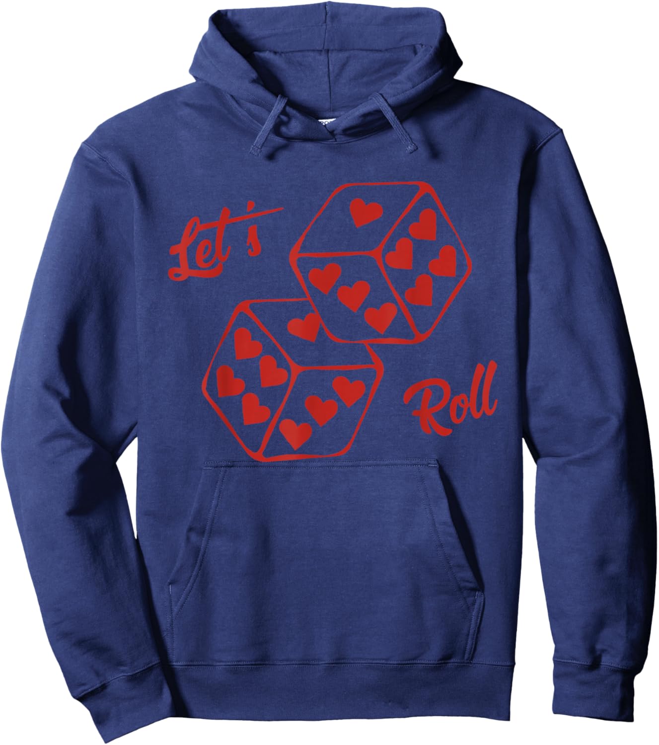 Let's Roll Dice with Heart Pattern Hoodie - Hoodie | Navy