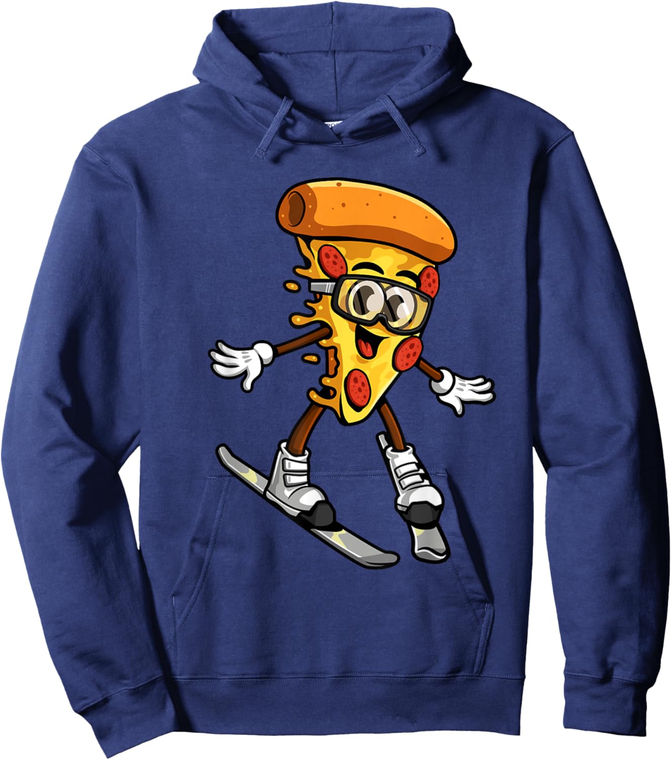 Funny Pizza Ski Cheesy Pie Foodie Skiing Instructor Outfit Hoodie - Hoodie | Navy