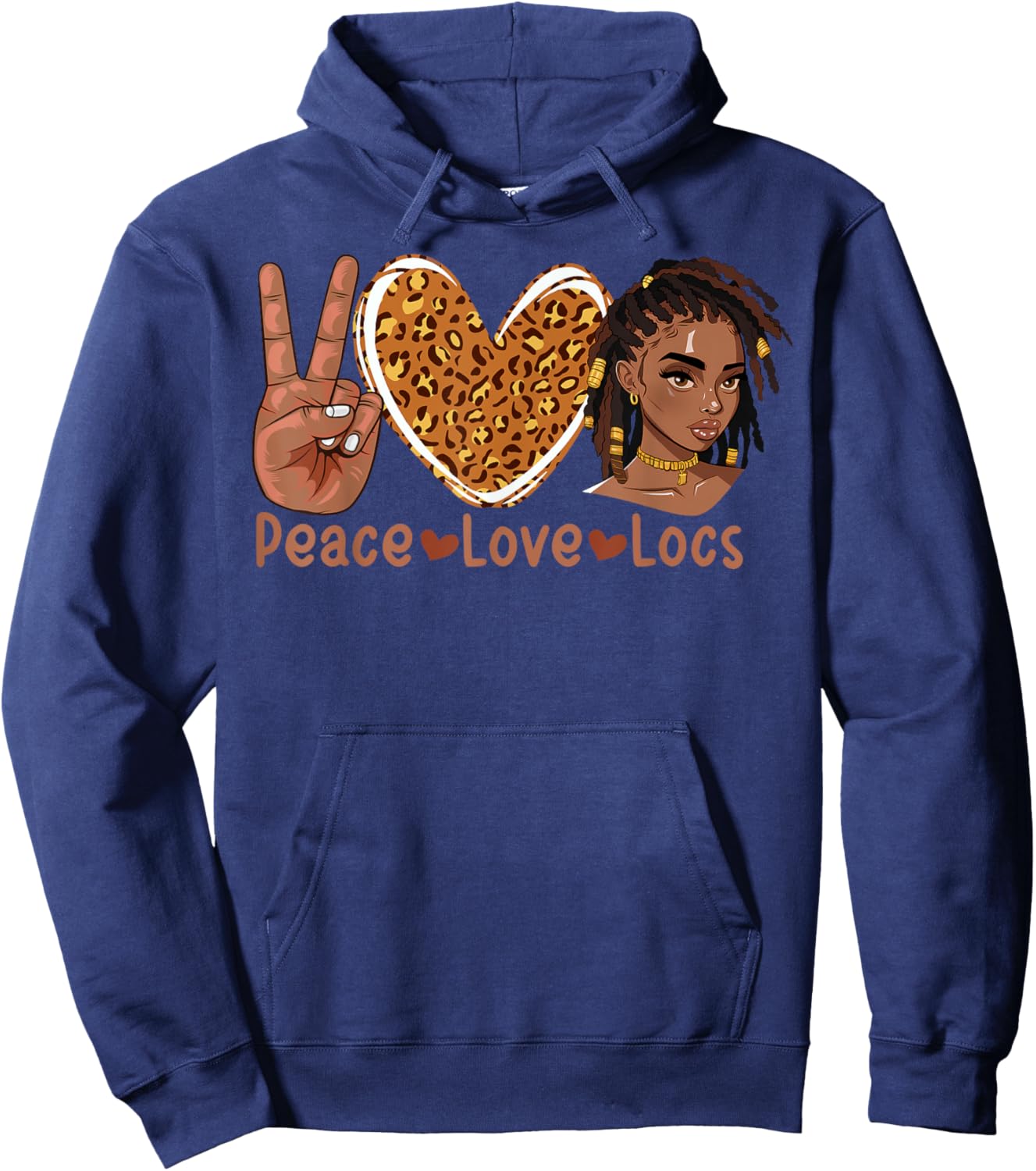 Peace Love Locs Black Women Melanin Dreadlocks Afro Hair Hoodie - Hoodie | Navy