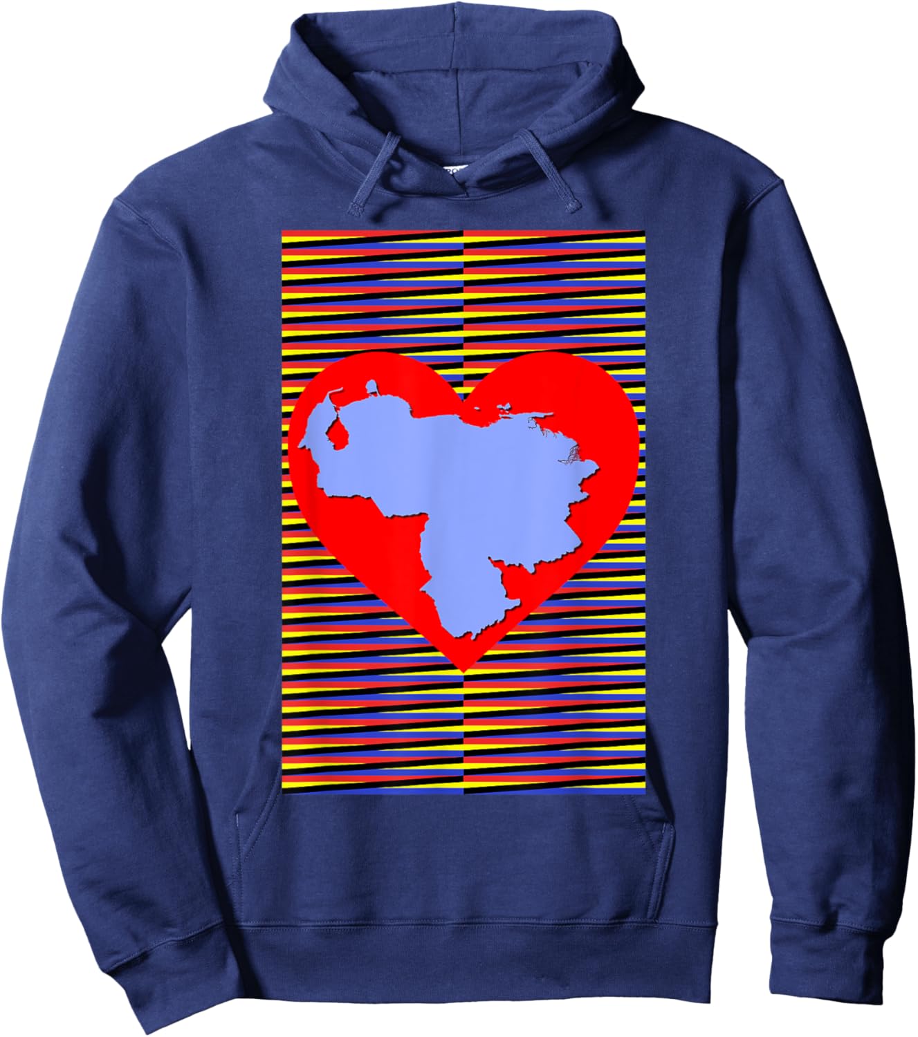 Venezuela map in heart, Venezuelan Chromatic Background Art Hoodie - Hoodie | Navy