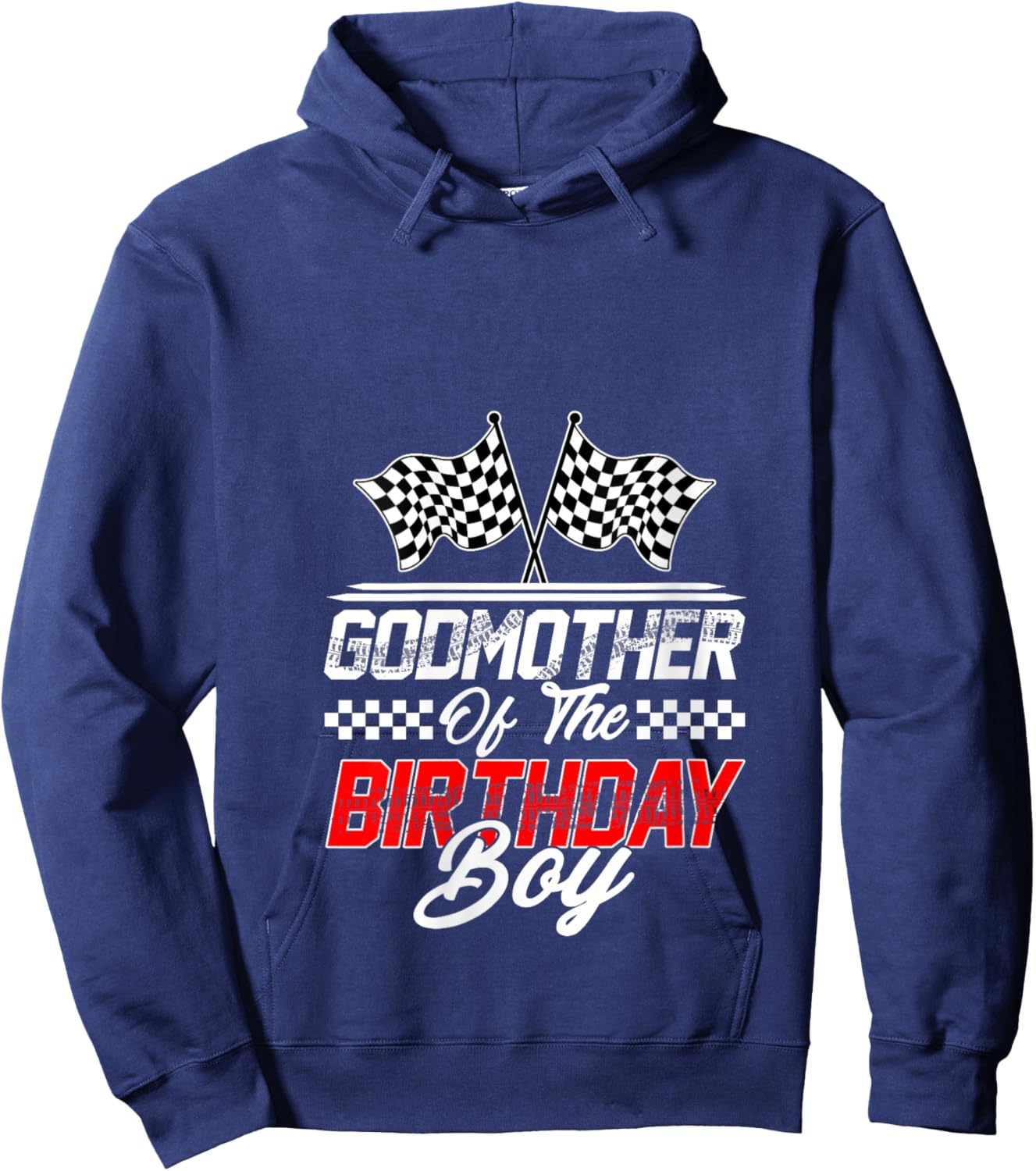 Women's Race Car Godmother of The Birthday Boy Racing Family V-Neck Hoodie - Hoodie | Navy