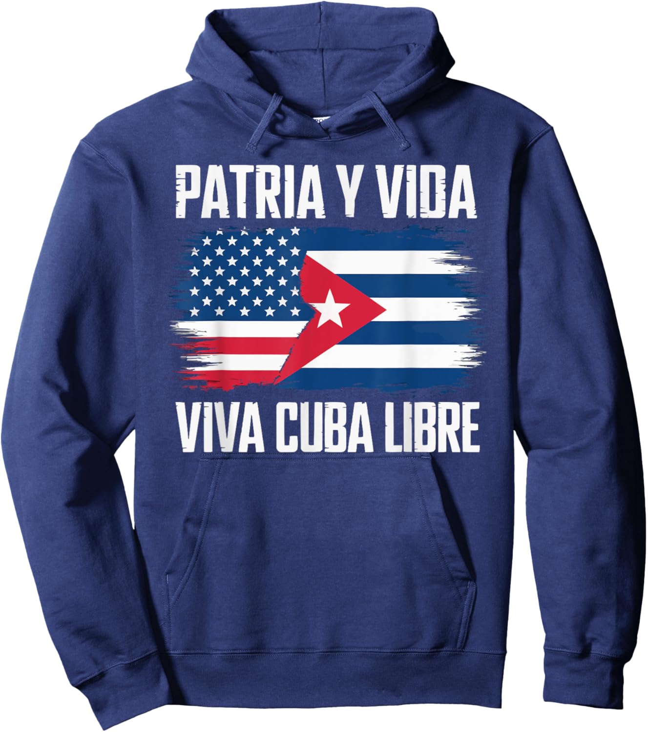 Half Cuban Half American Country USA Flag Cuba America Hoodie - Hoodie | Navy